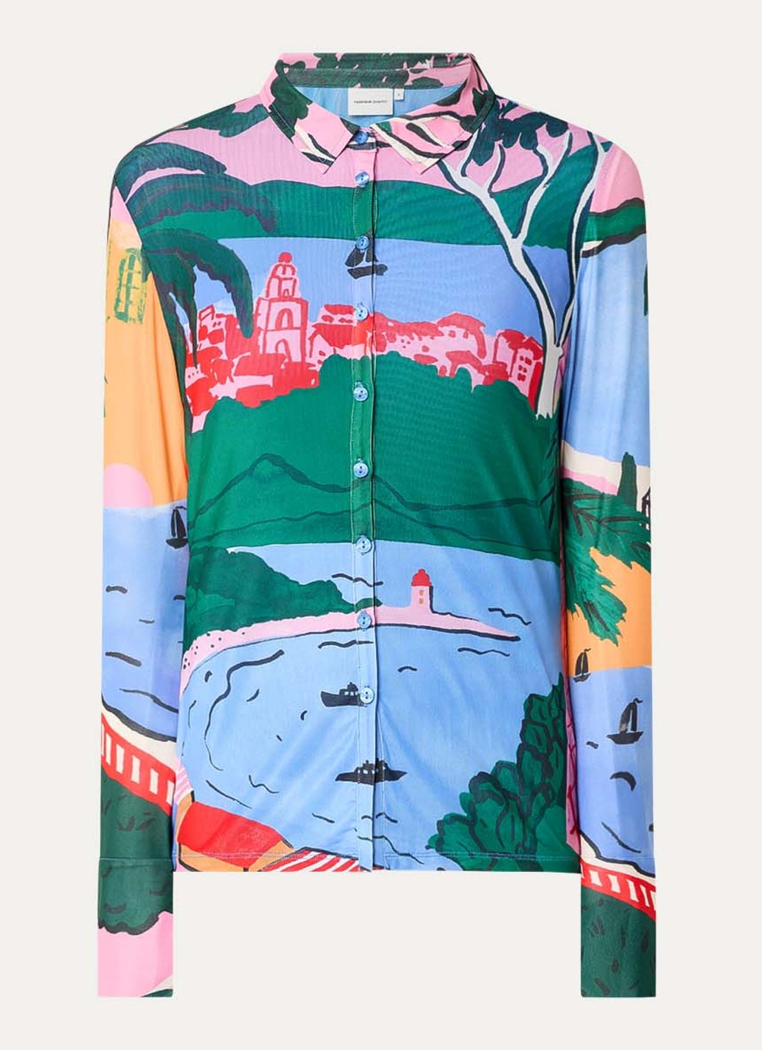 Fabienne Chapot Kevis blouse van mesh met print - voorkant 2 blauw