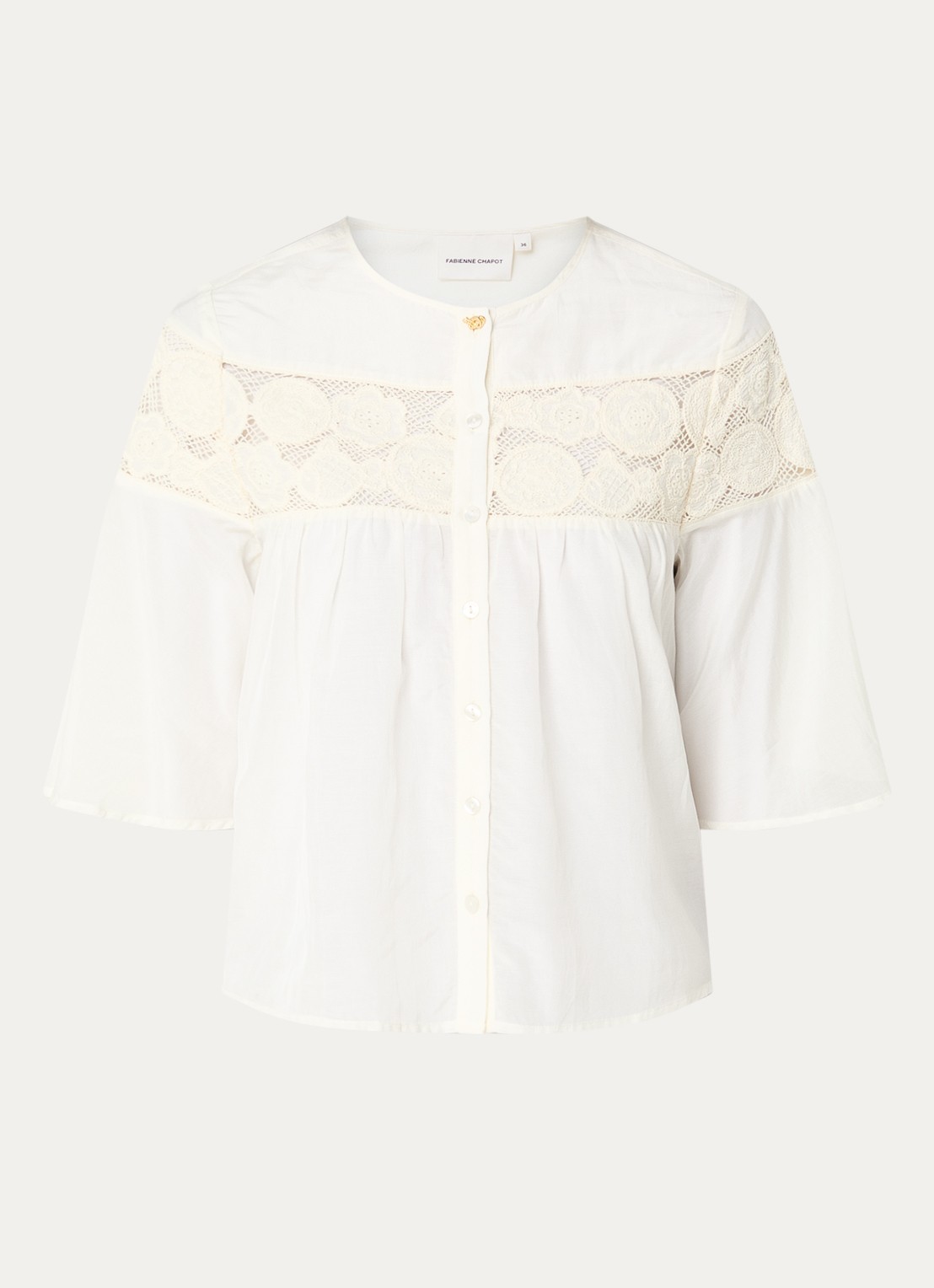 Fabienne Chapot kristel blouse met borduring - voorkant 2 gebroken wit