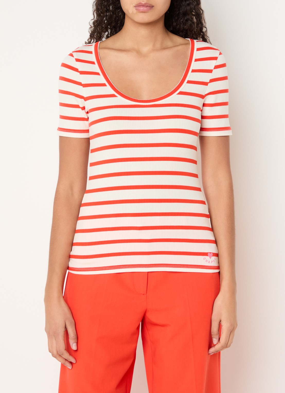Fabienne Chapot Lena T-shirt met streepprint - detail 4 rood