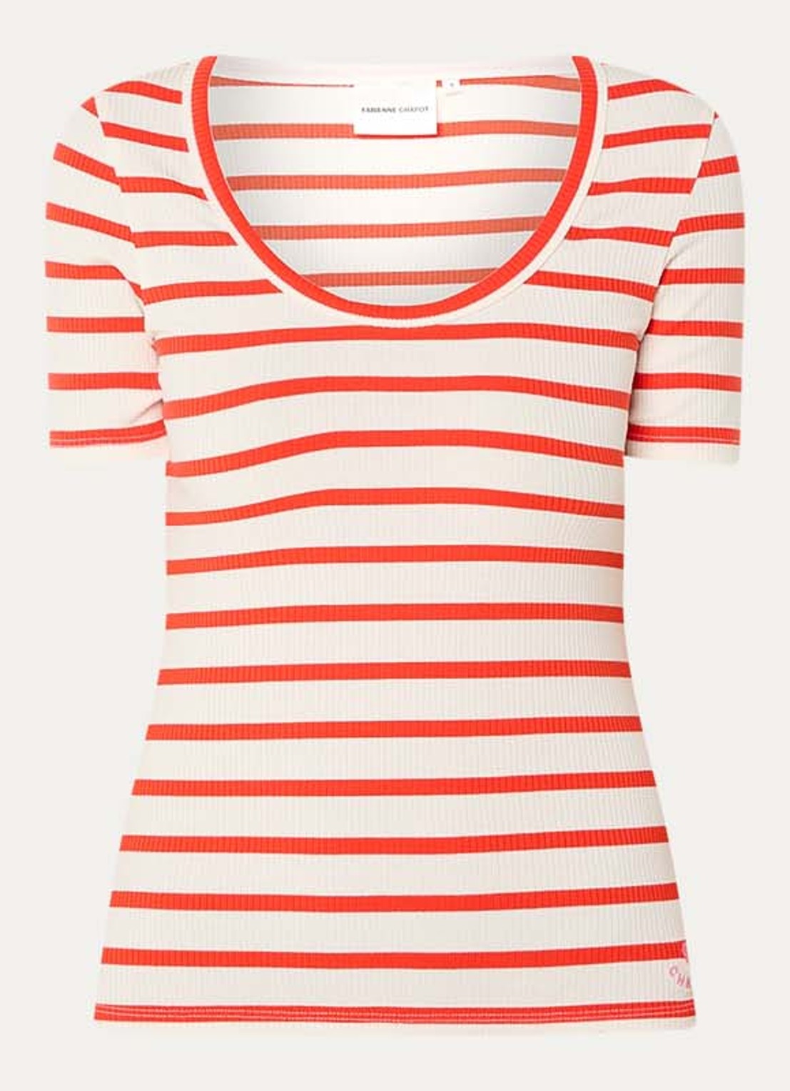Fabienne Chapot Lena T-shirt met streepprint - voorkant 2 rood