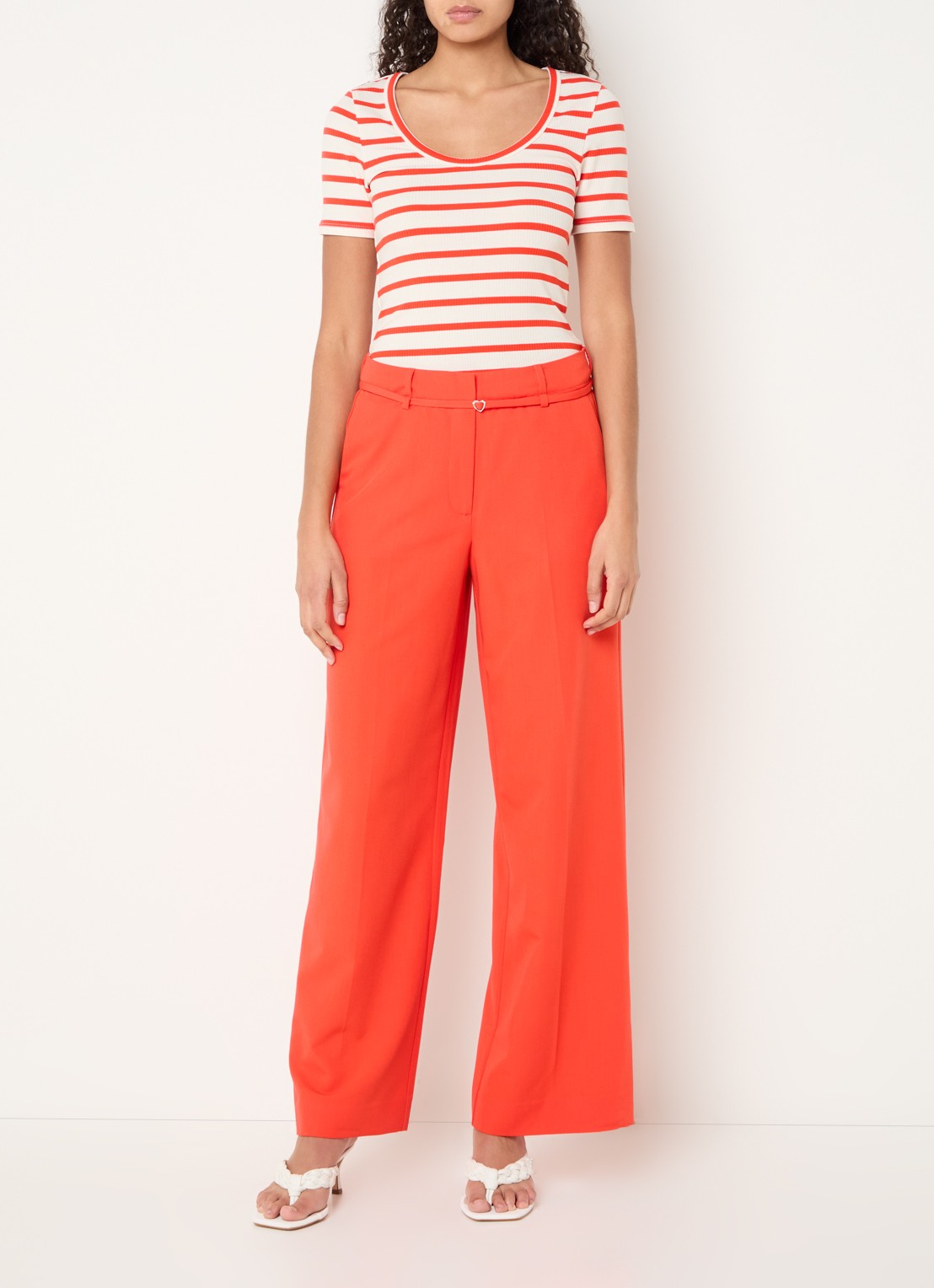 Fabienne Chapot Lena T-shirt met streepprint - voorkant 3 rood