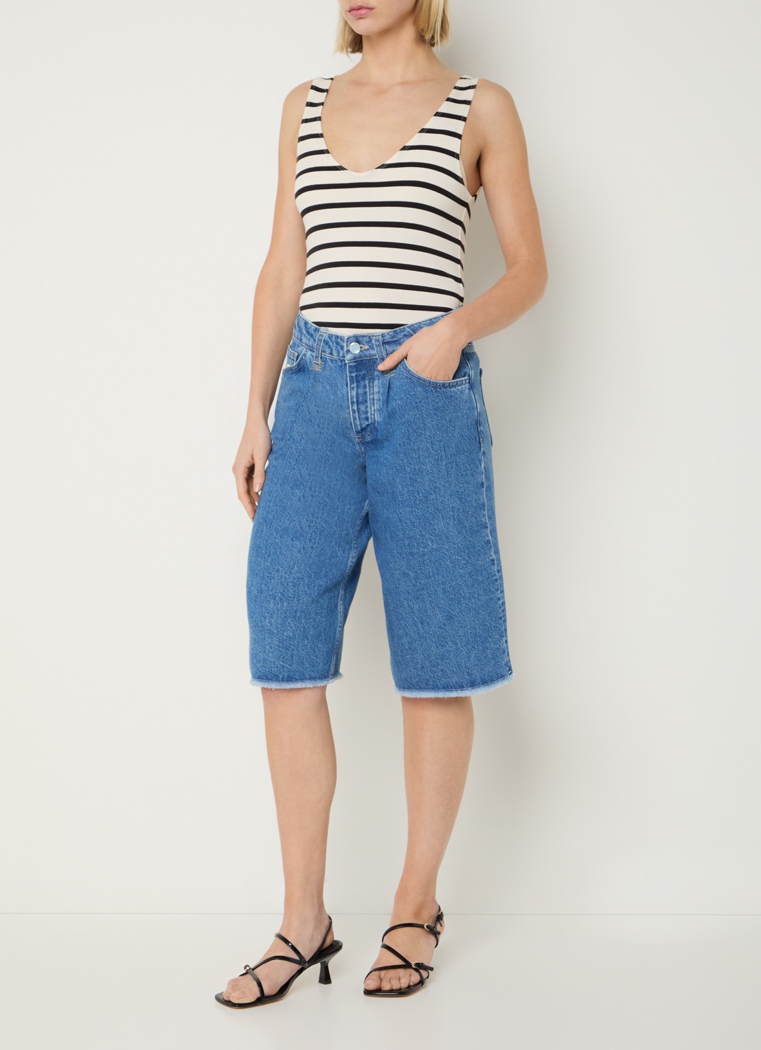 Fabienne Chapot Lena tanktop met streepprint - voorkant 3 gebroken wit