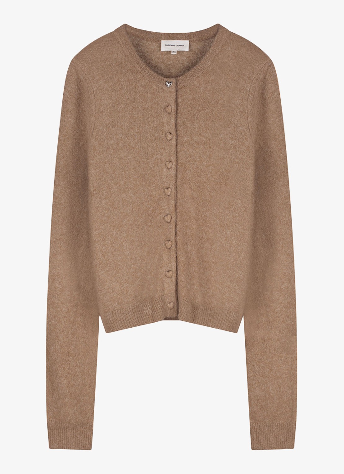 Fabienne Chapot Lidia Button fijngebreid vest in wolblend - voorkant 4 camel