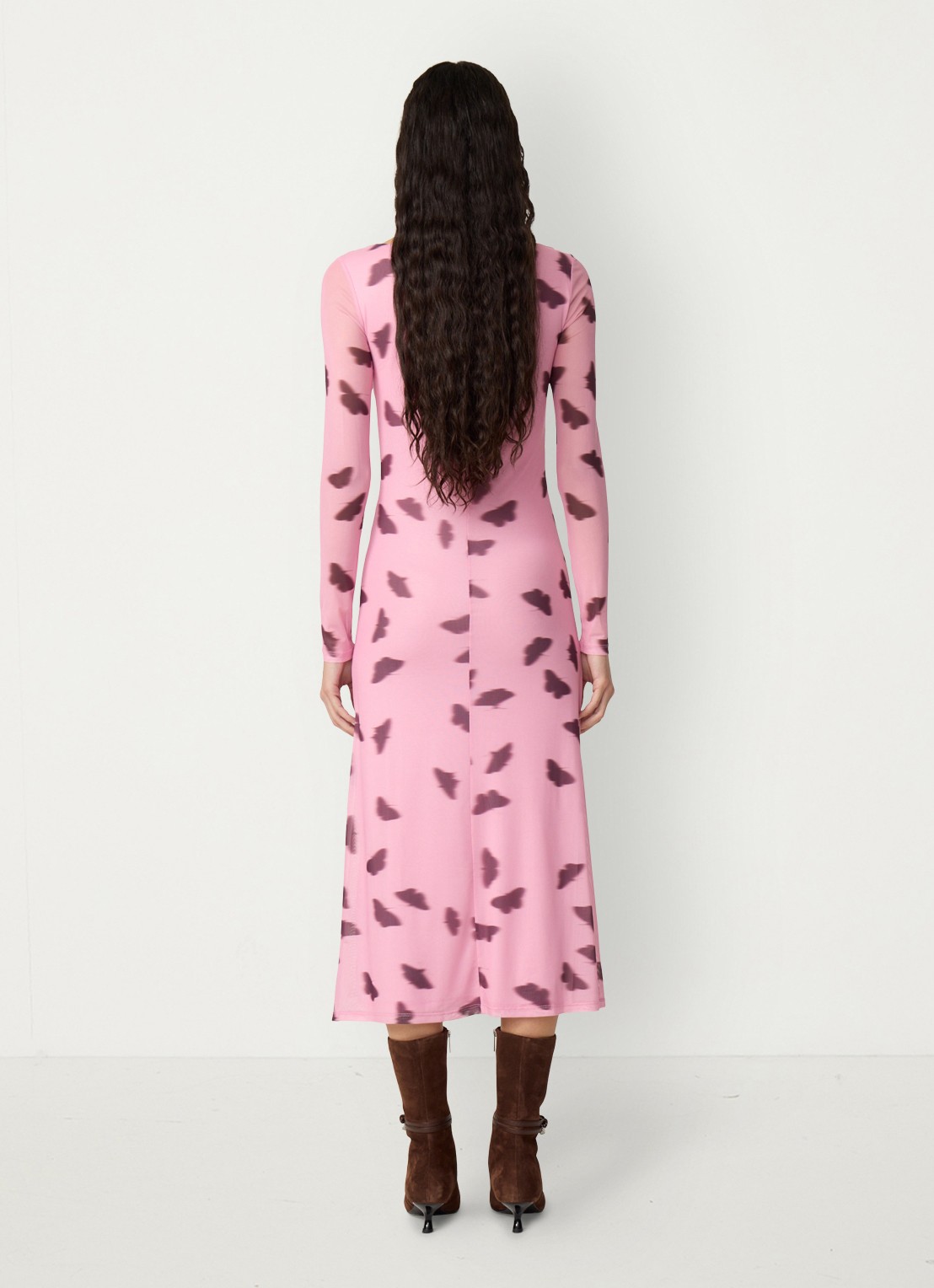 Fabienne Chapot Lilea midi jurk van mesh met print - achterkant 5 roze