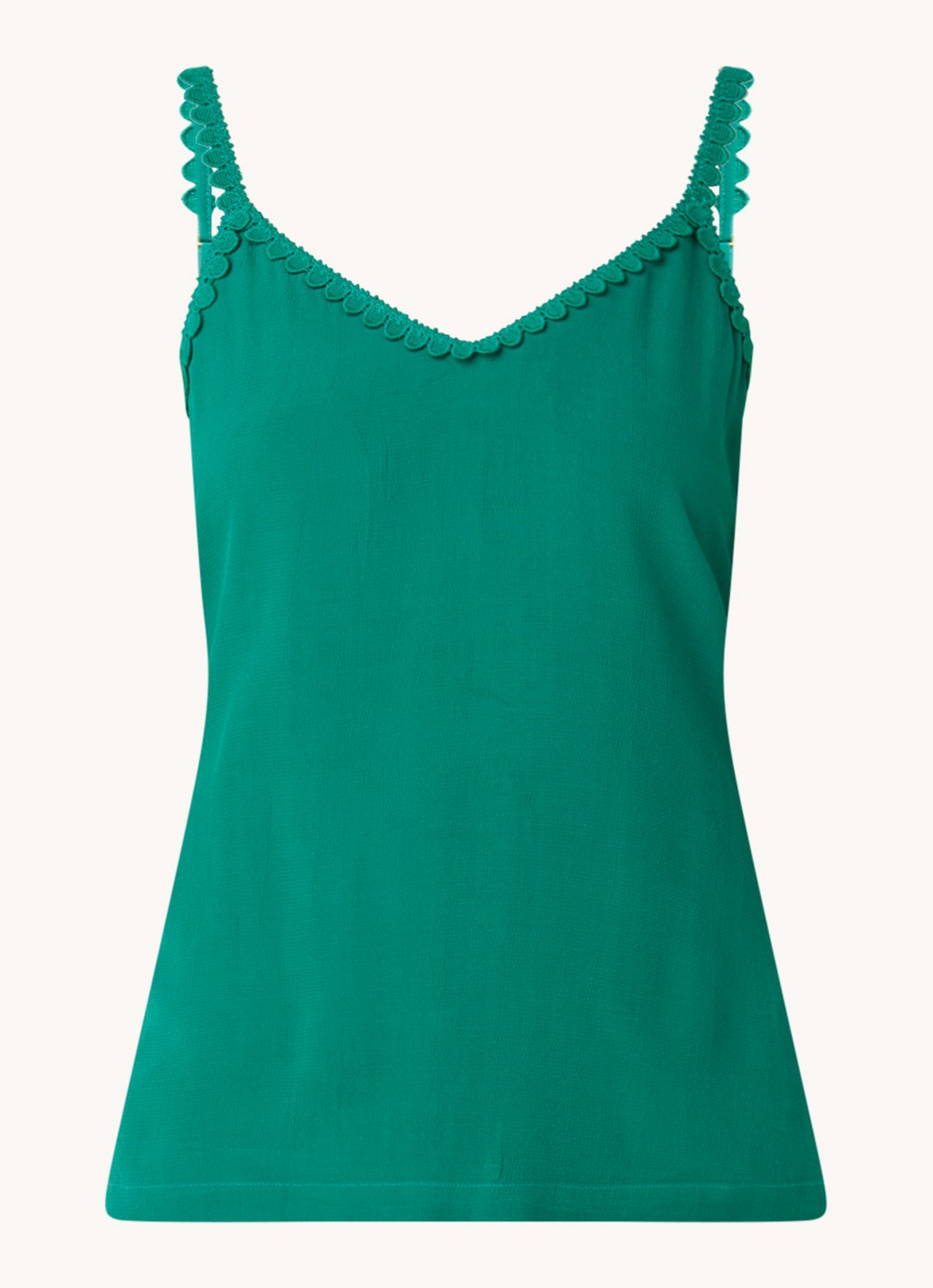 Fabienne Chapot Lora spaghetti top met kant - voorkant 2 groen