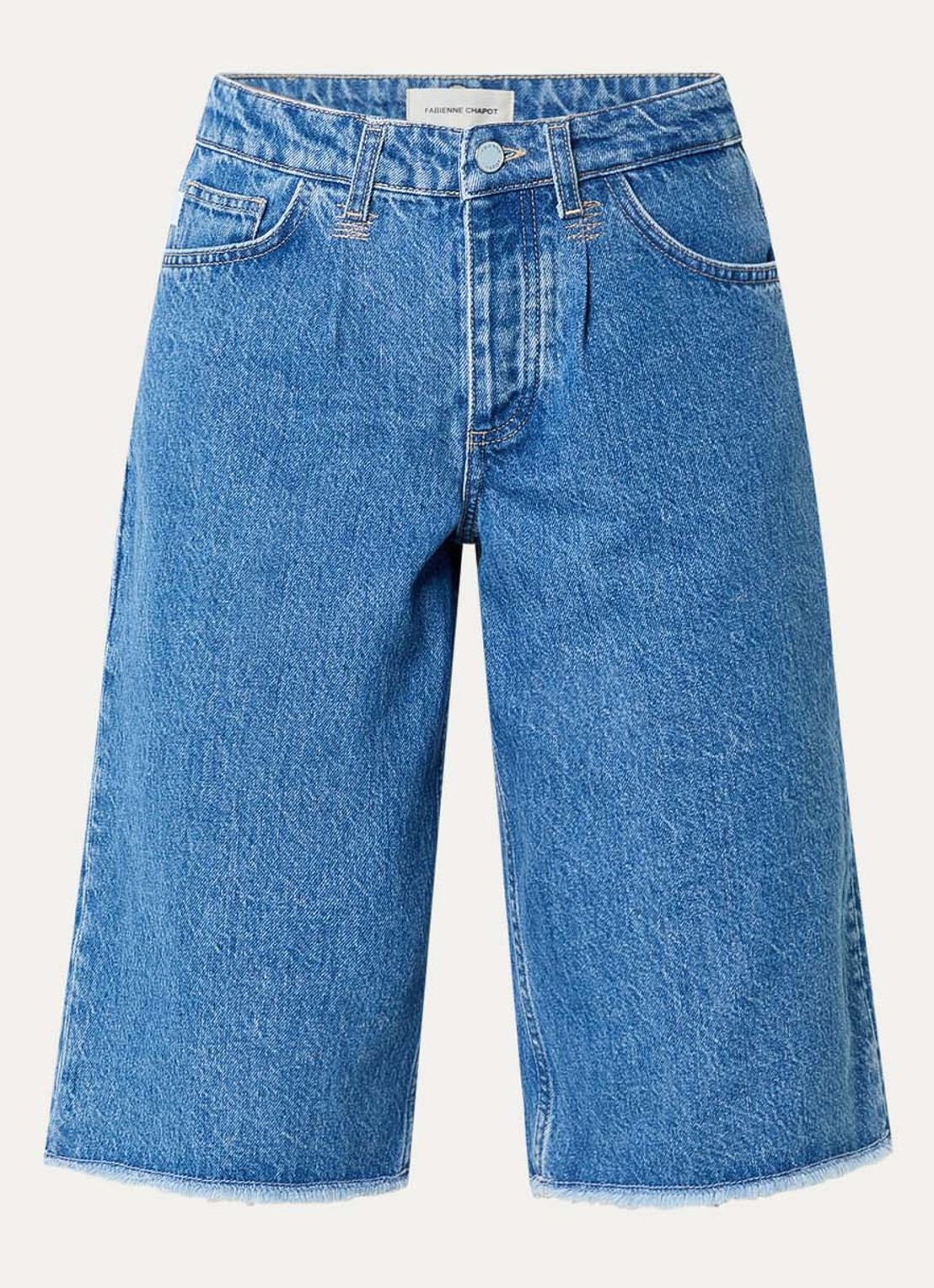 Fabienne Chapot Lucy high waist straight leg korte broek van denim - voorkant 2 indigo