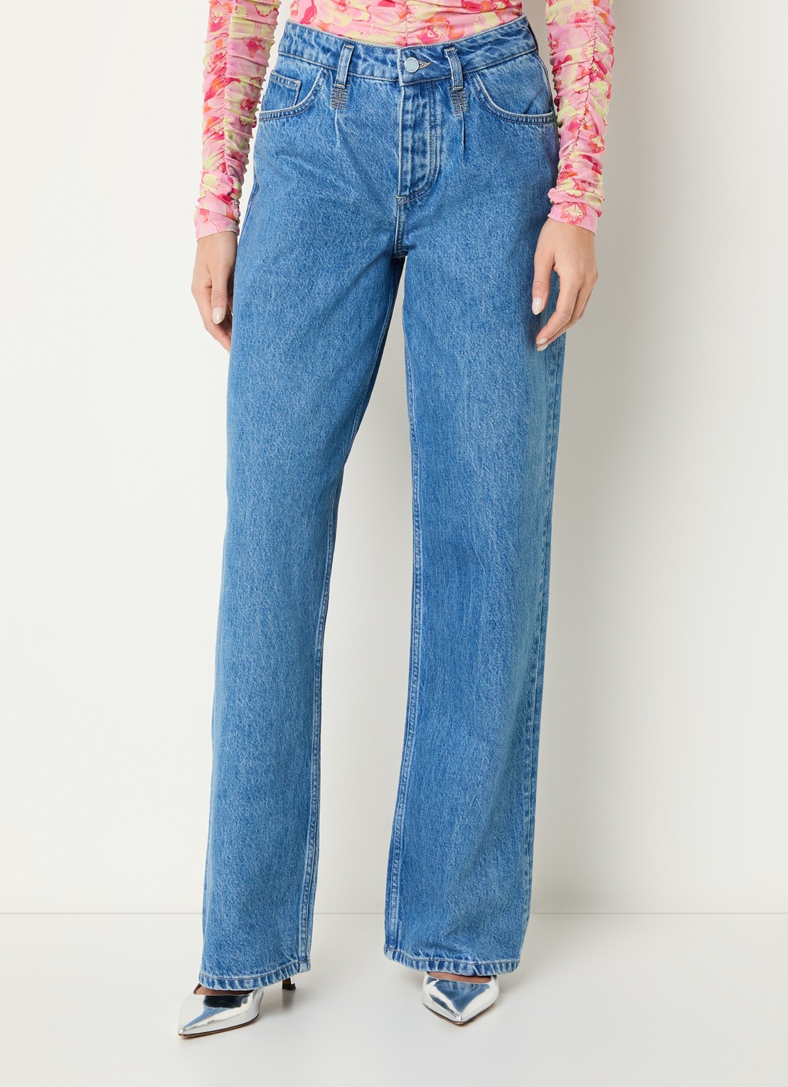 Fabienne Chapot Lulu high waist loose fit jeans met medium wassing - detail 4 indigo