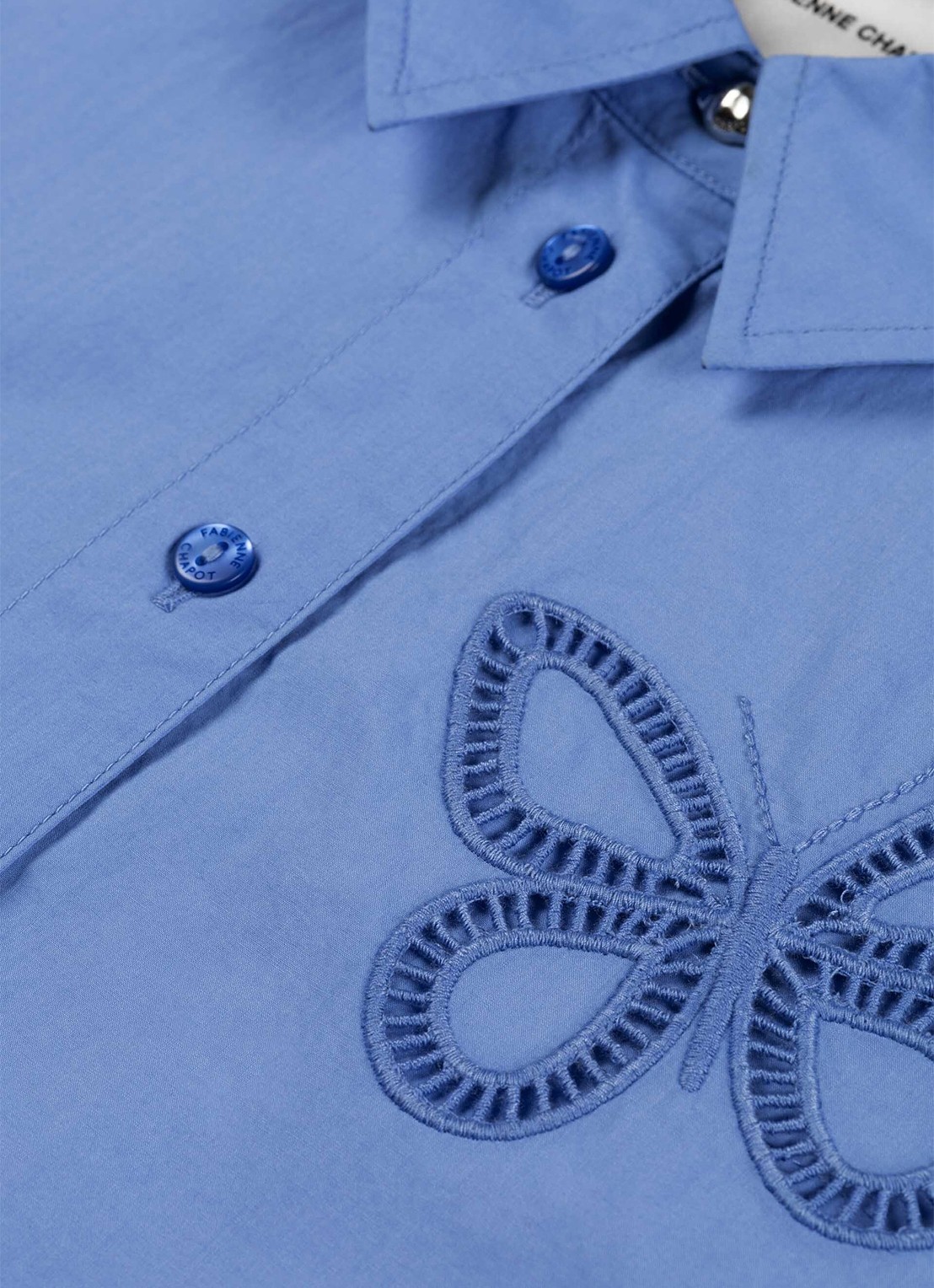 Fabienne Chapot Lux blouse met borduring en trekkoord - detail 4 blauw
