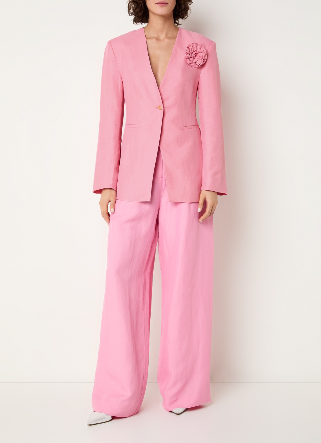 Fabienne Chapot Luz blazer in linnenblend met applicatie - voorkant 3 roze