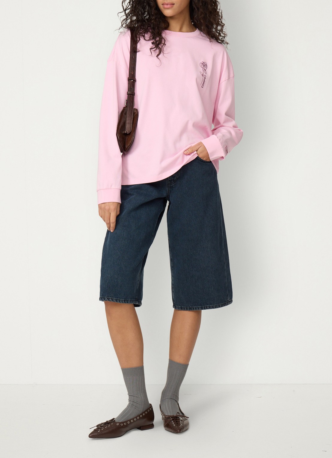 Fabienne Chapot Madeleine longsleeve met logo - voorkant 2 roze
