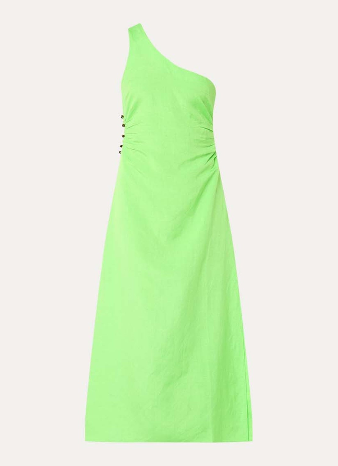 Fabienne Chapot Mandara midi jurk in linnenblend met cut-out detail - voorkant 3 groen