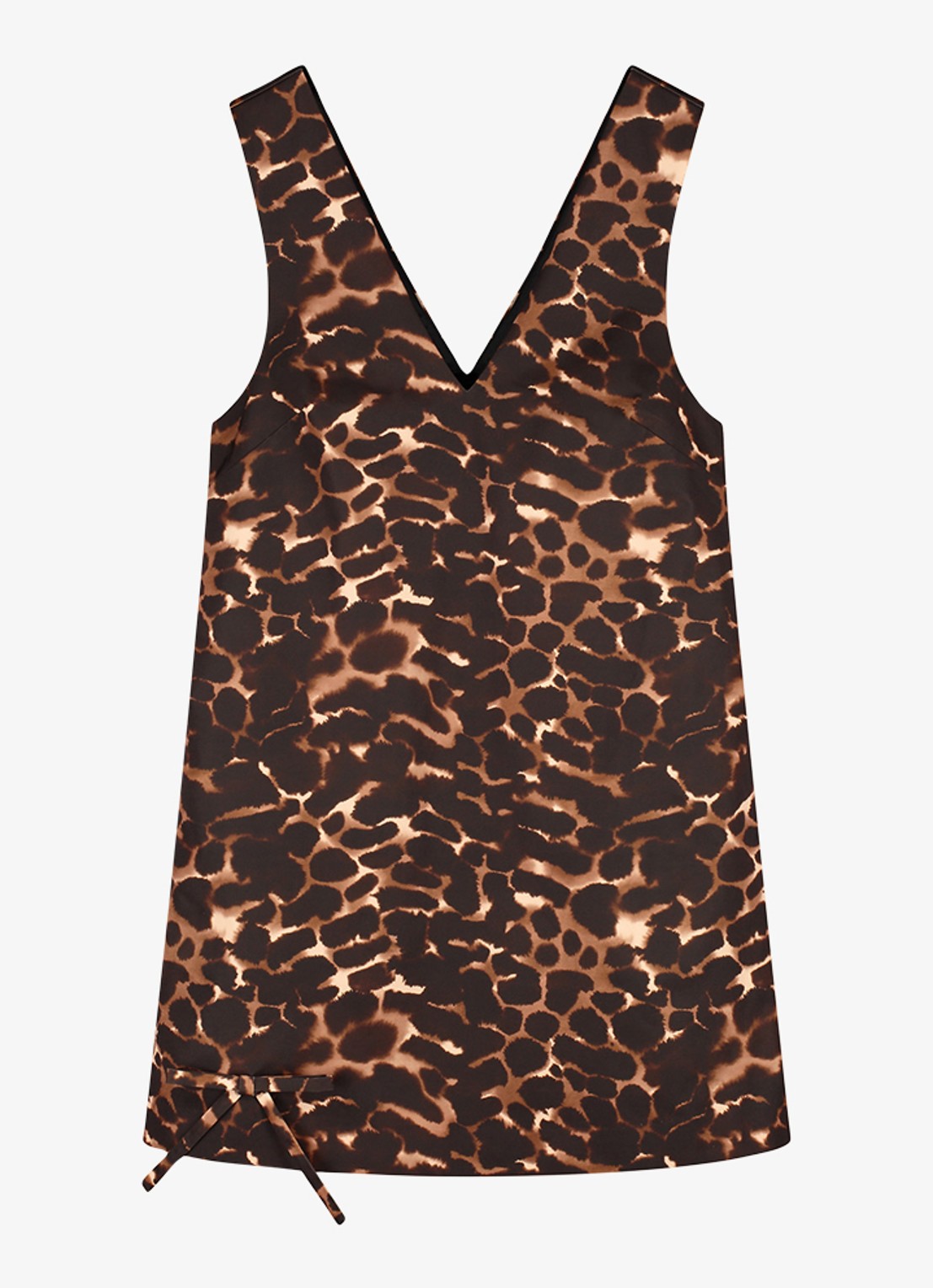 Fabienne Chapot Manon mini jurk met V-hals en dierenprint - voorkant 4 bruin