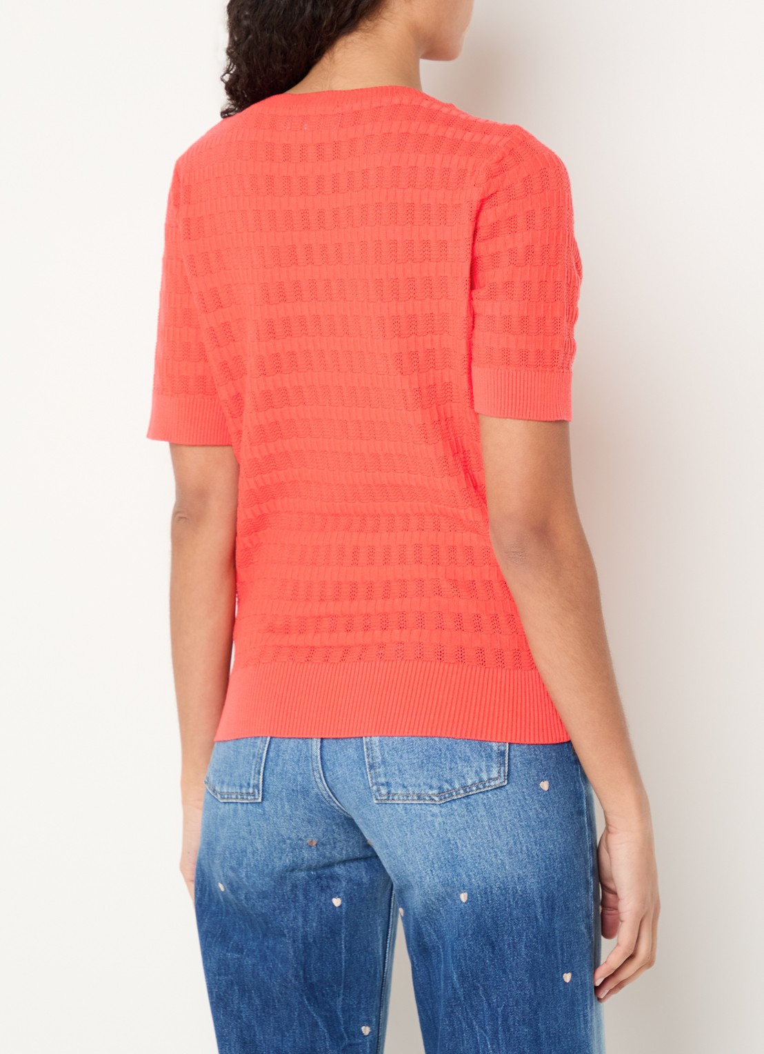 Fabienne Chapot Masja fijngebreide top met cut-out detail - achterkant oranjerood