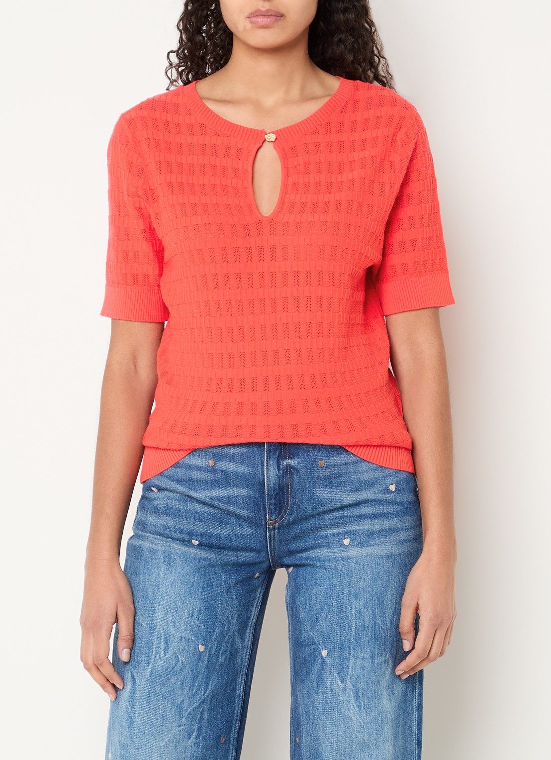 Fabienne Chapot Masja fijngebreide top met cut-out detail - detail 2 oranjerood
