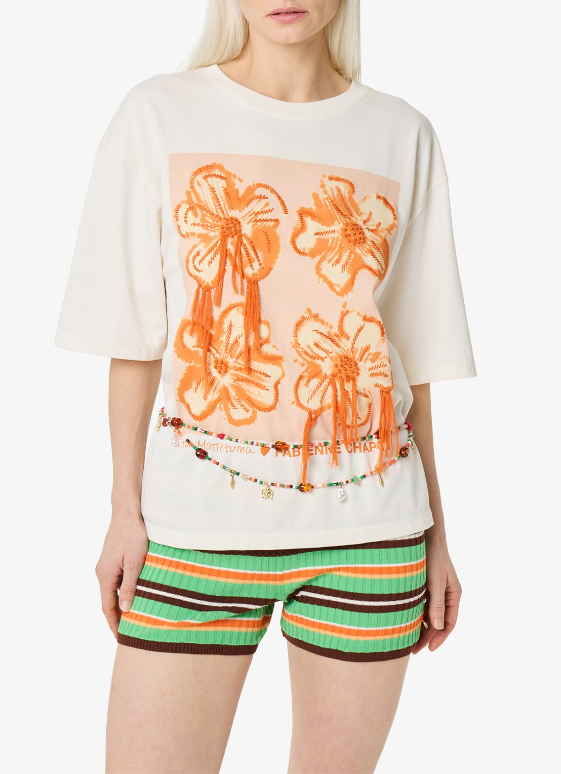 Fabienne Chapot Matilda T-shirt met print en borduring - detail 2 gebroken wit