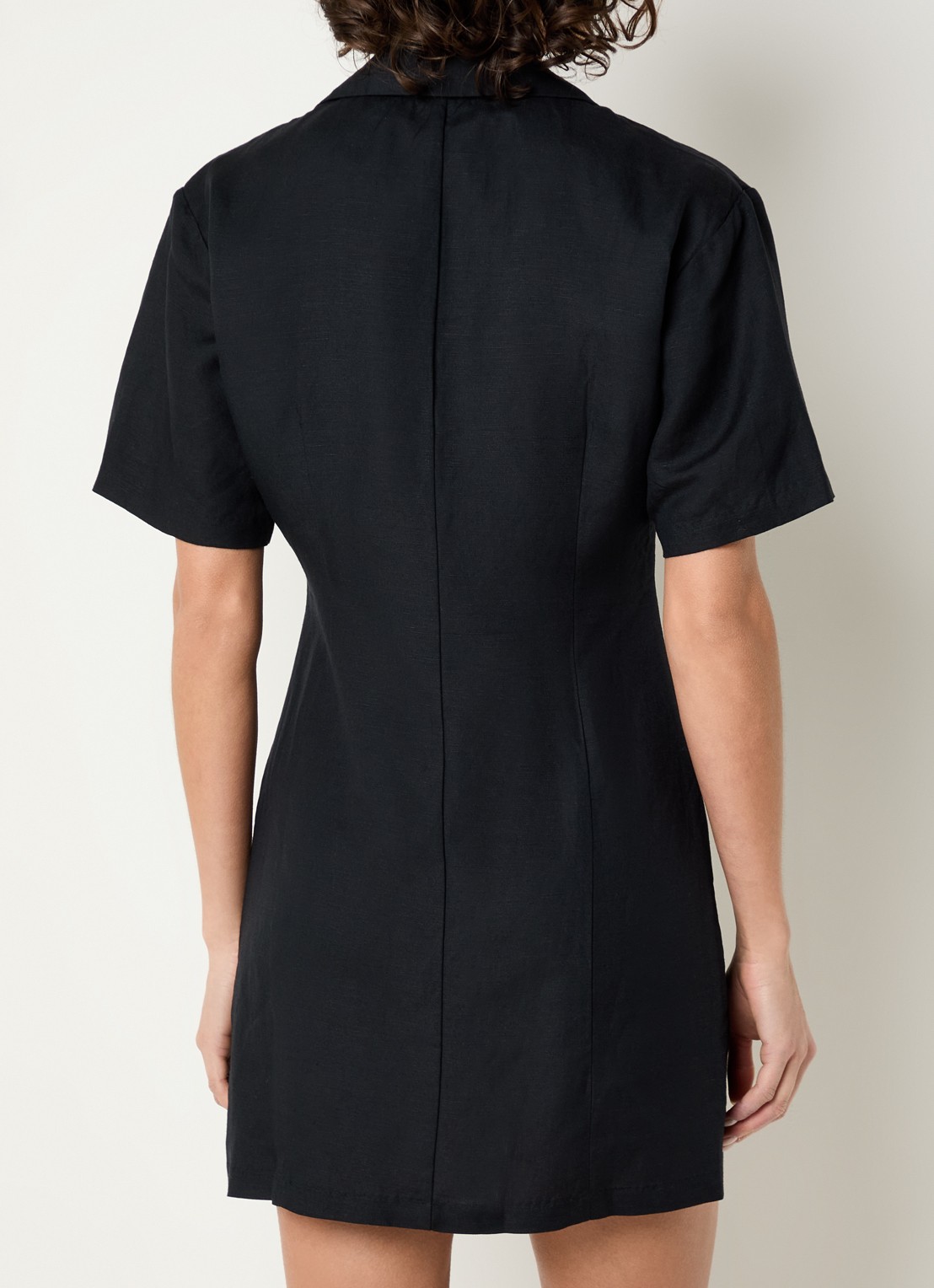 Fabienne Chapot Melody mini blousejurk in linnenblend  - achterkant 4 zwart