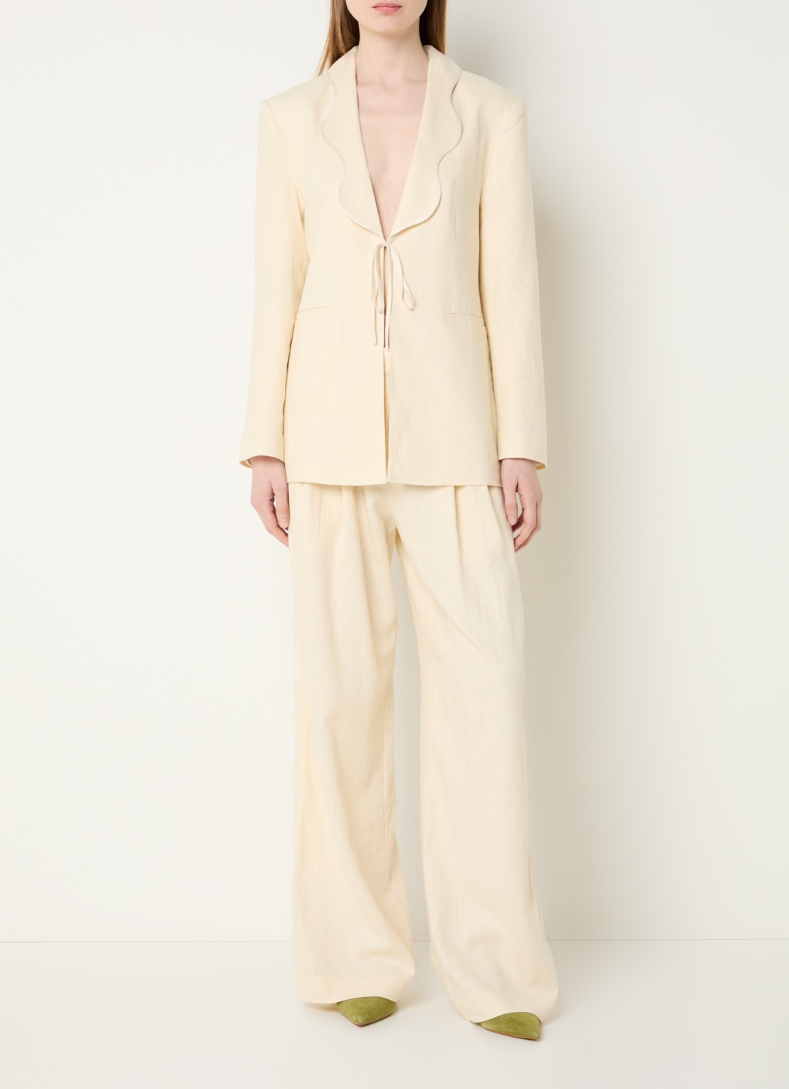 Fabienne Chapot Millor blazer in linnenblend - voorkant 4 creme
