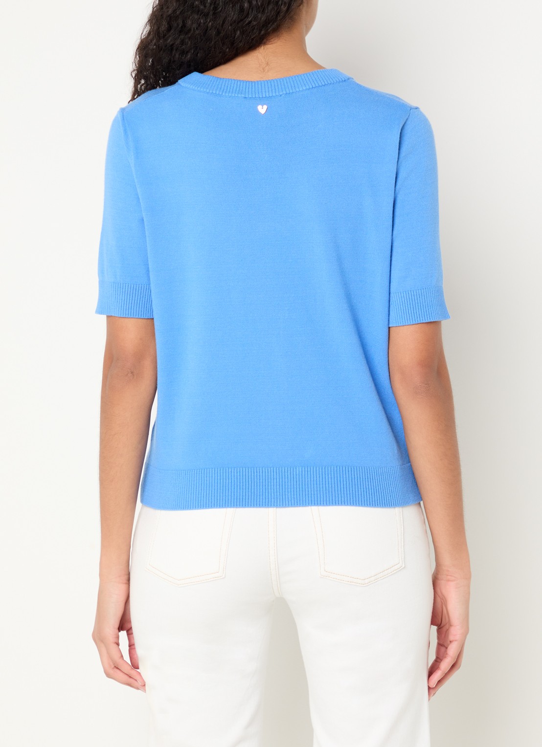 Fabienne Chapot Molly fijngebreid vest met ronde hals - achterkant 2 blauw