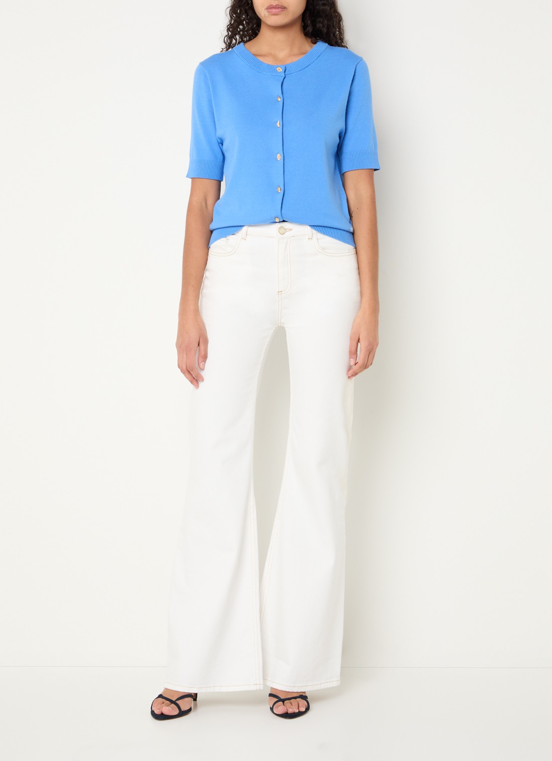 Fabienne Chapot Molly fijngebreid vest met ronde hals - voorkant 4 blauw