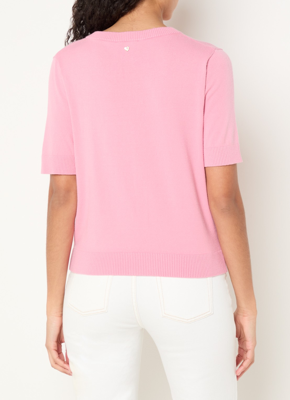 Fabienne Chapot Molly fijngebreid vest met ronde hals - achterkant roze