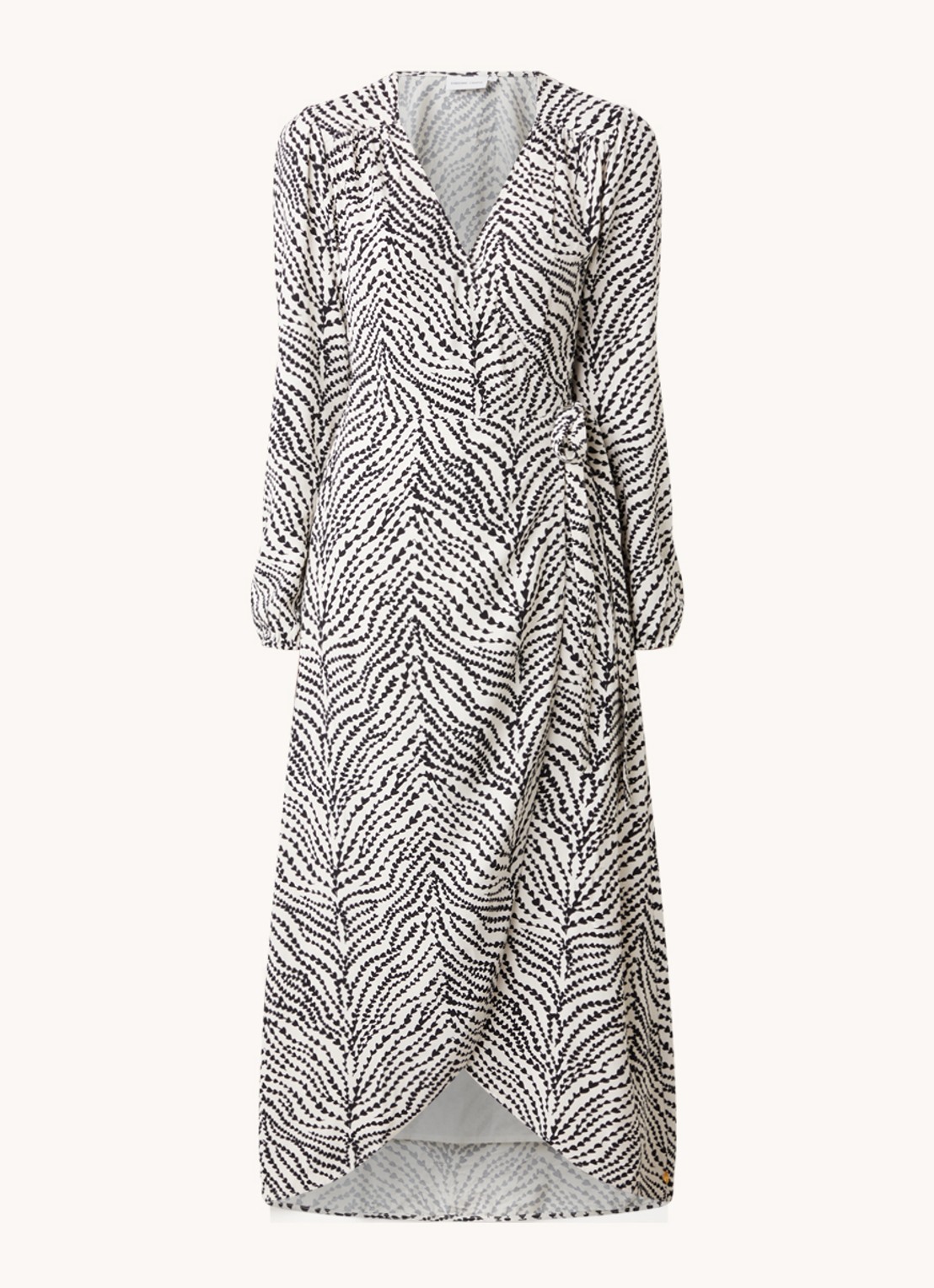 Fabienne Chapot Natasja maxi wikkeljurk met print - voorkant beige