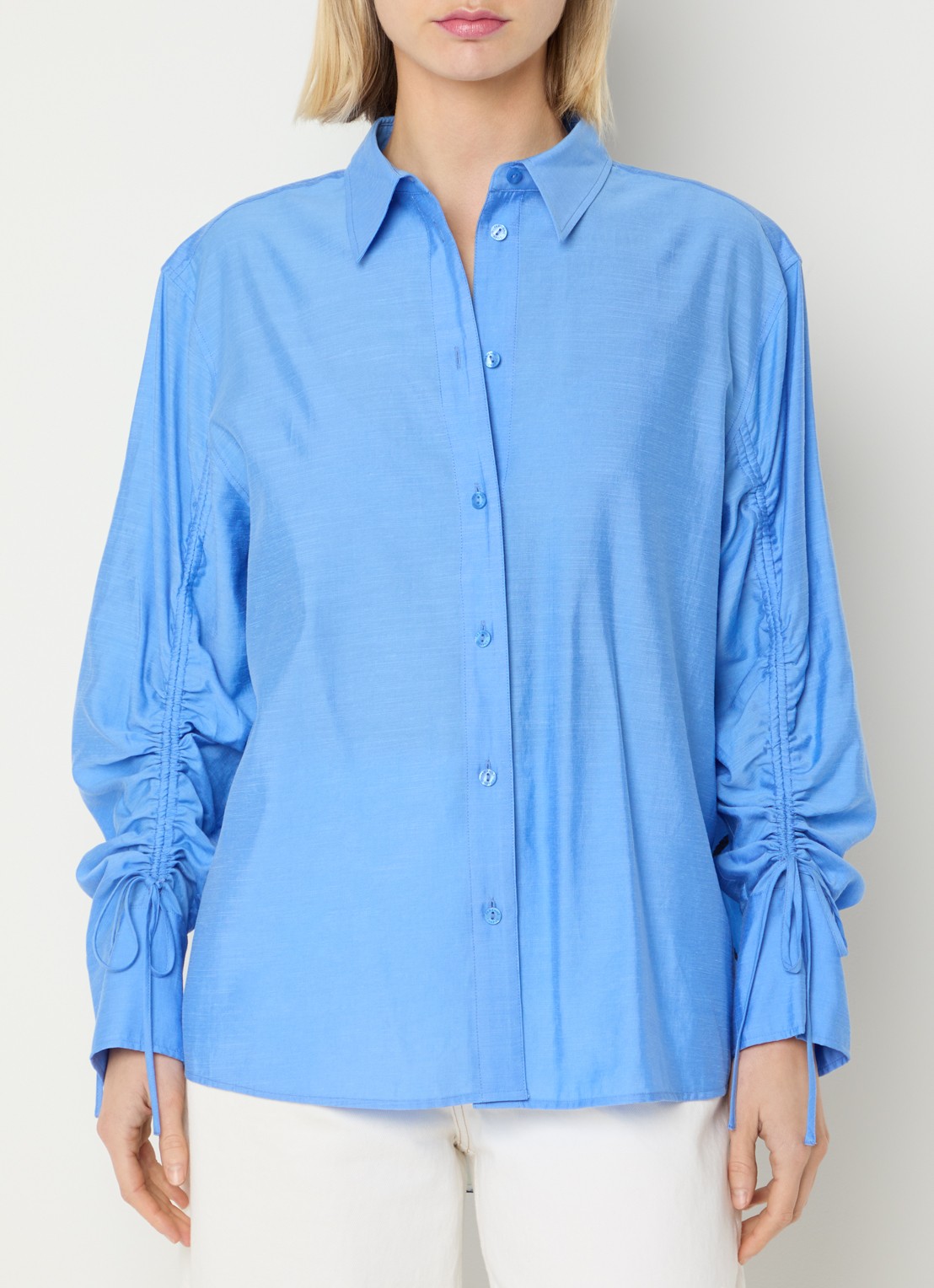 Fabienne Chapot Navina blouse in linnenblend met backprint - achterkant 4 blauw