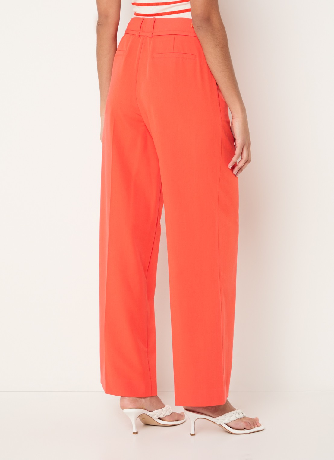 Fabienne Chapot Nelsan high waist wide fit pantalon met ceintuur - achterkant 4 rood