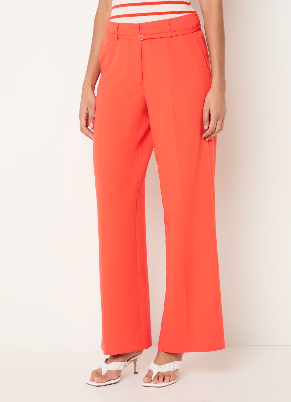 Fabienne Chapot Nelsan high waist wide fit pantalon met ceintuur - detail 3 rood