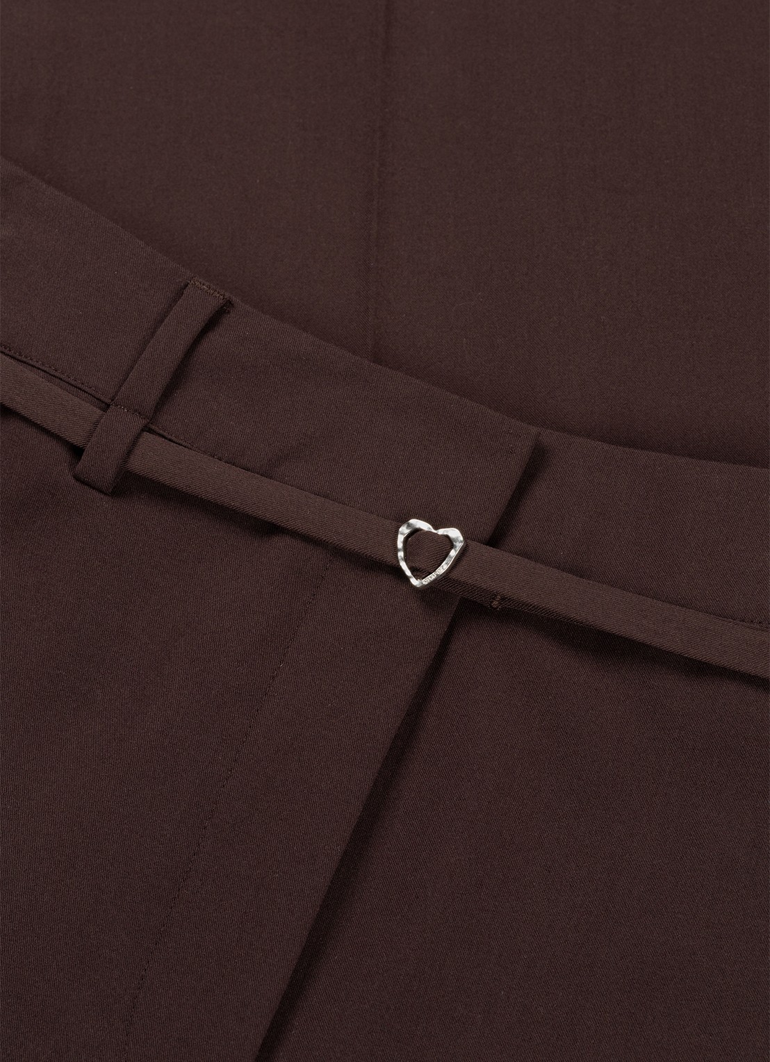 Fabienne Chapot Nelsan high waist wide fit pantalon met ceintuur - detail 5 chocoladebruin