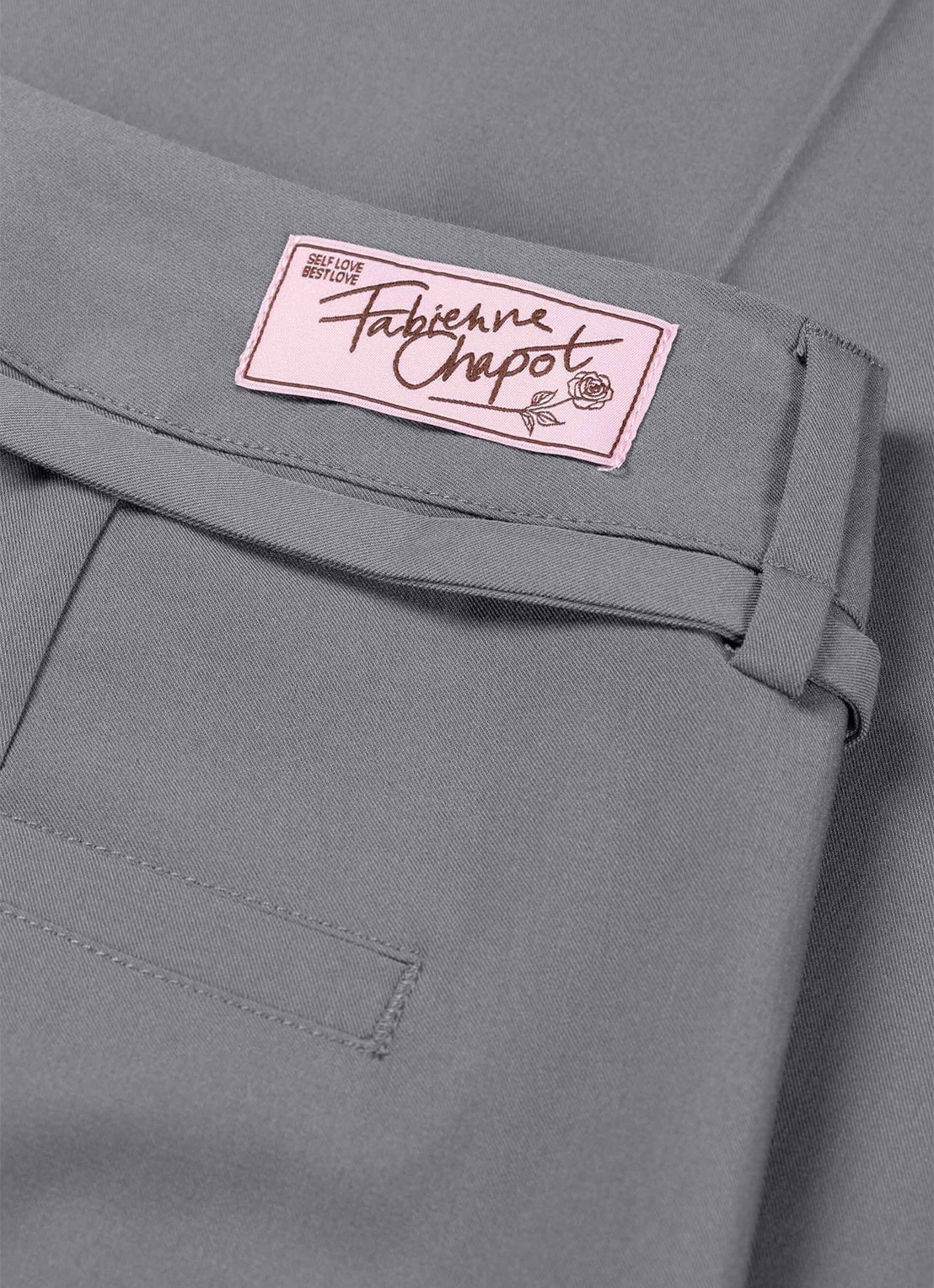 Fabienne Chapot Nelsan high waist wide leg pantalon - detail 5 grijs