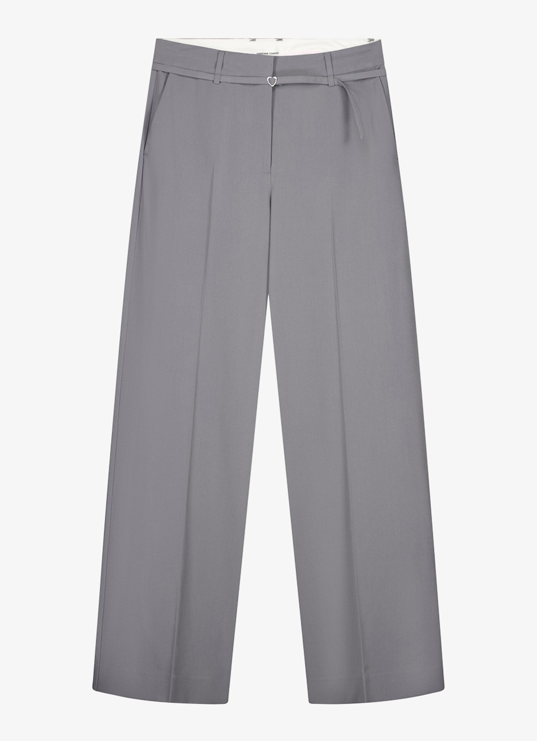 Fabienne Chapot Nelsan high waist wide leg pantalon - voorkant 2 grijs
