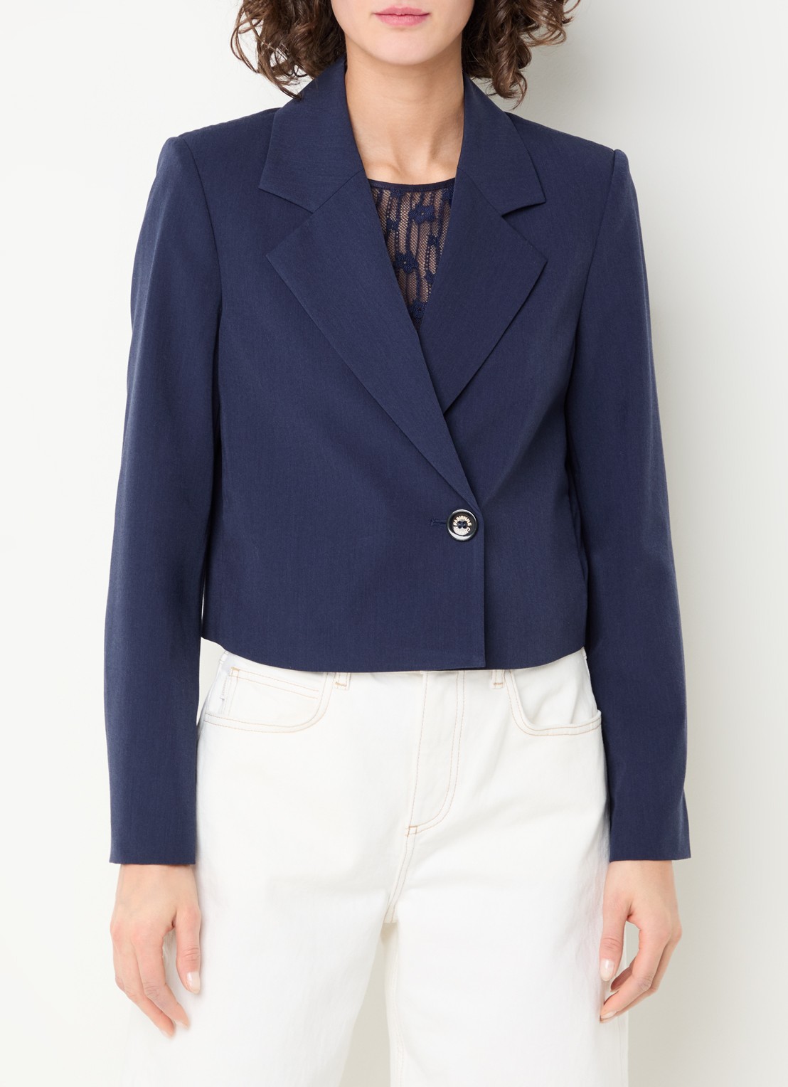 Fabienne Chapot Nena cropped blazer - detail 3 donkerblauw