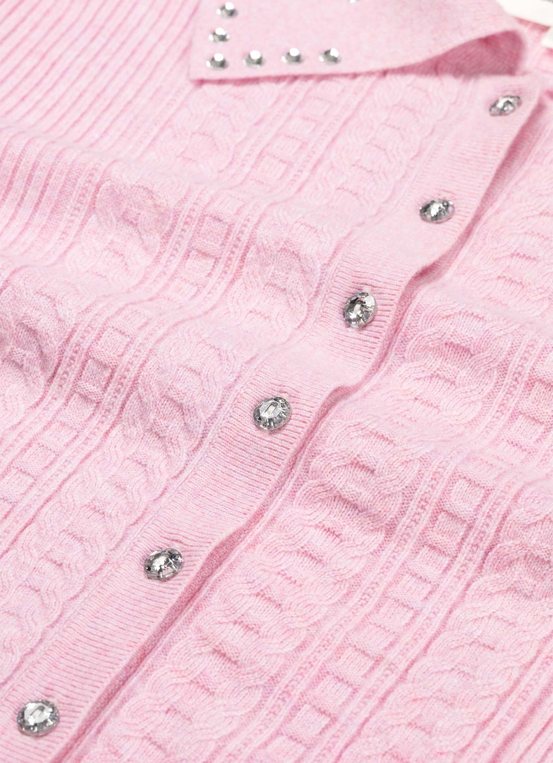 Fabienne Chapot Nova kabelgebreid vest met strass - detail 4 roze