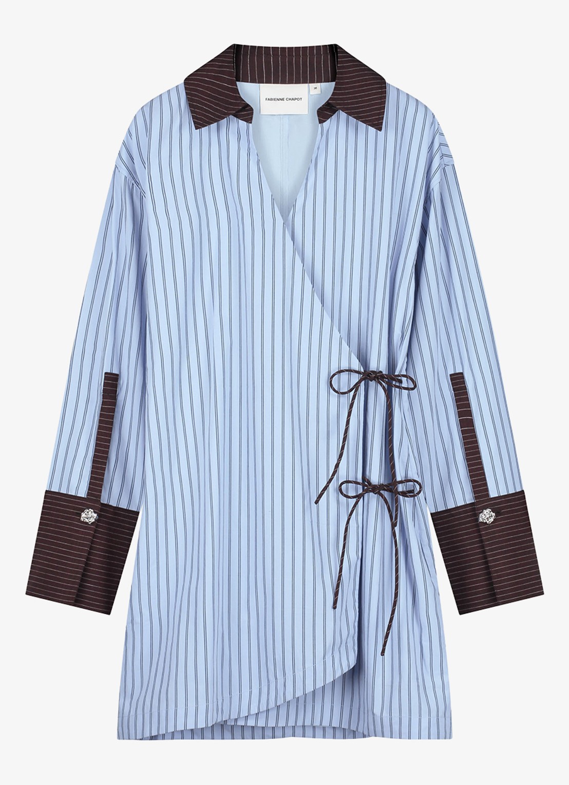 Fabienne Chapot Nova mini blousejurk met streepprint - voorkant 4 blauw