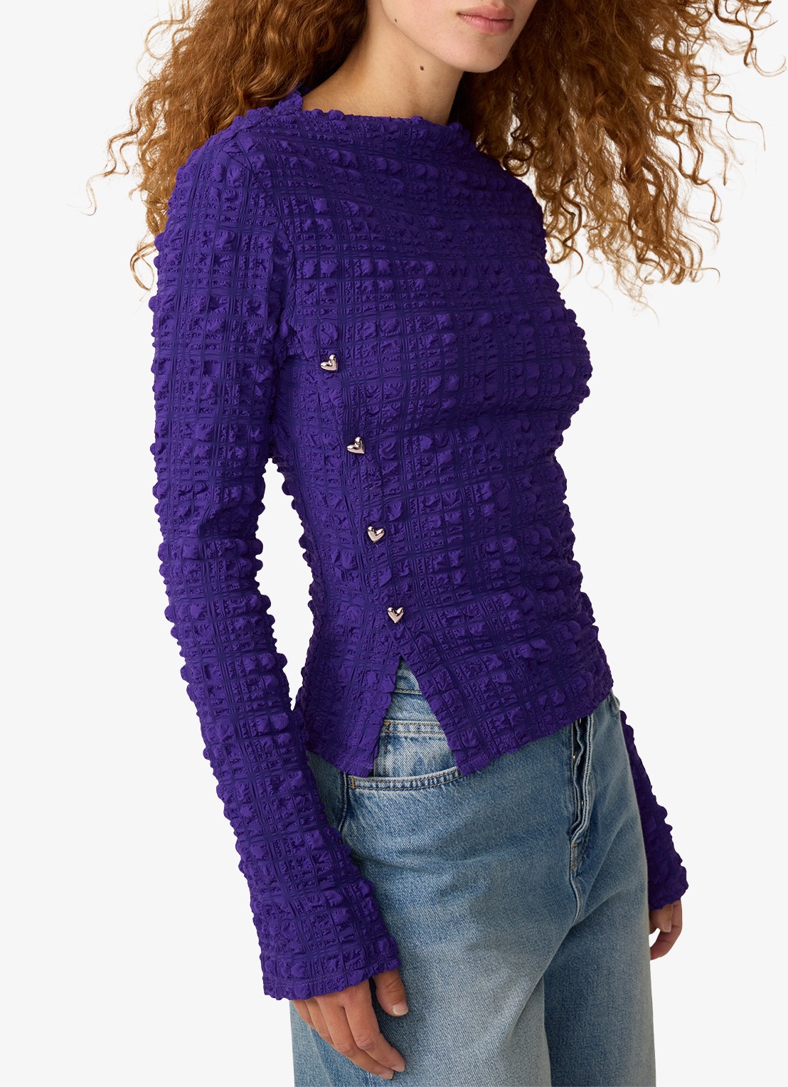 Fabienne Chapot Ola top met  asymmetrische split en boothals - detail 4 paars