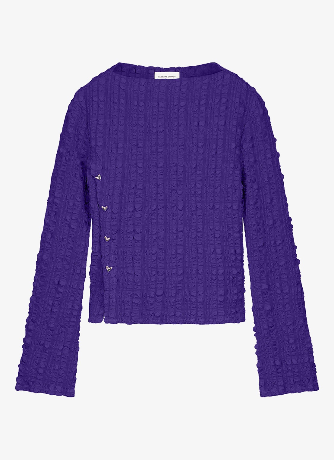 Fabienne Chapot Ola top met  asymmetrische split en boothals - voorkant 2 paars
