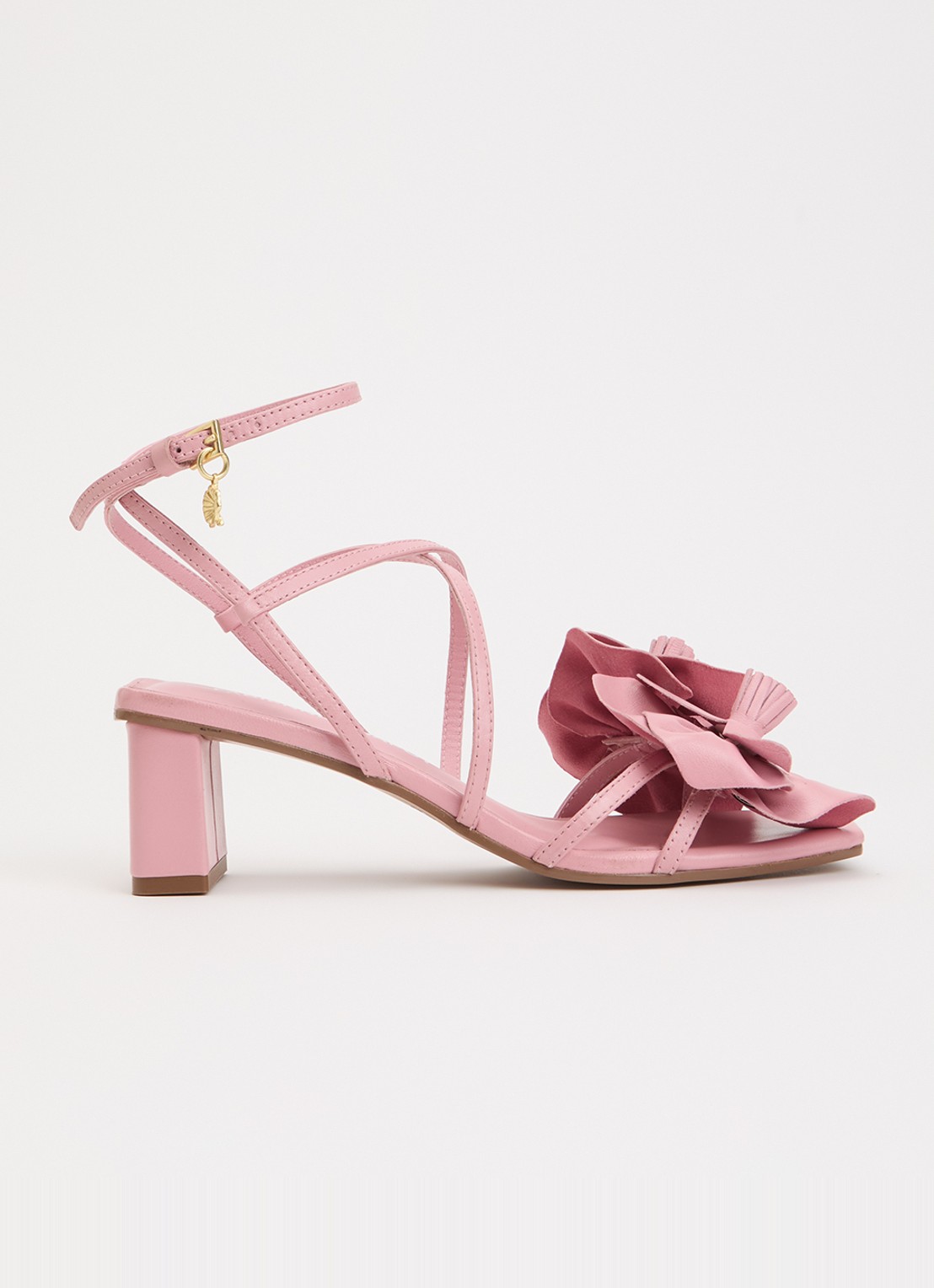 Fabienne Chapot Orchidea sandalette van leer  - voorkant roze