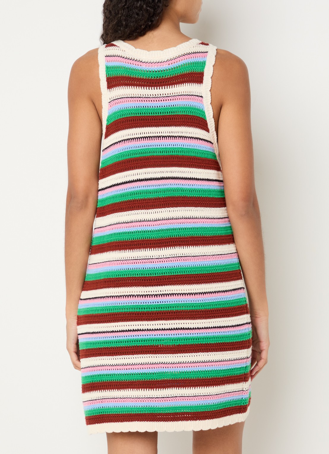 Fabienne Chapot Paulina grofgebreide mini jurk met streepprint - achterkant 4 bruin