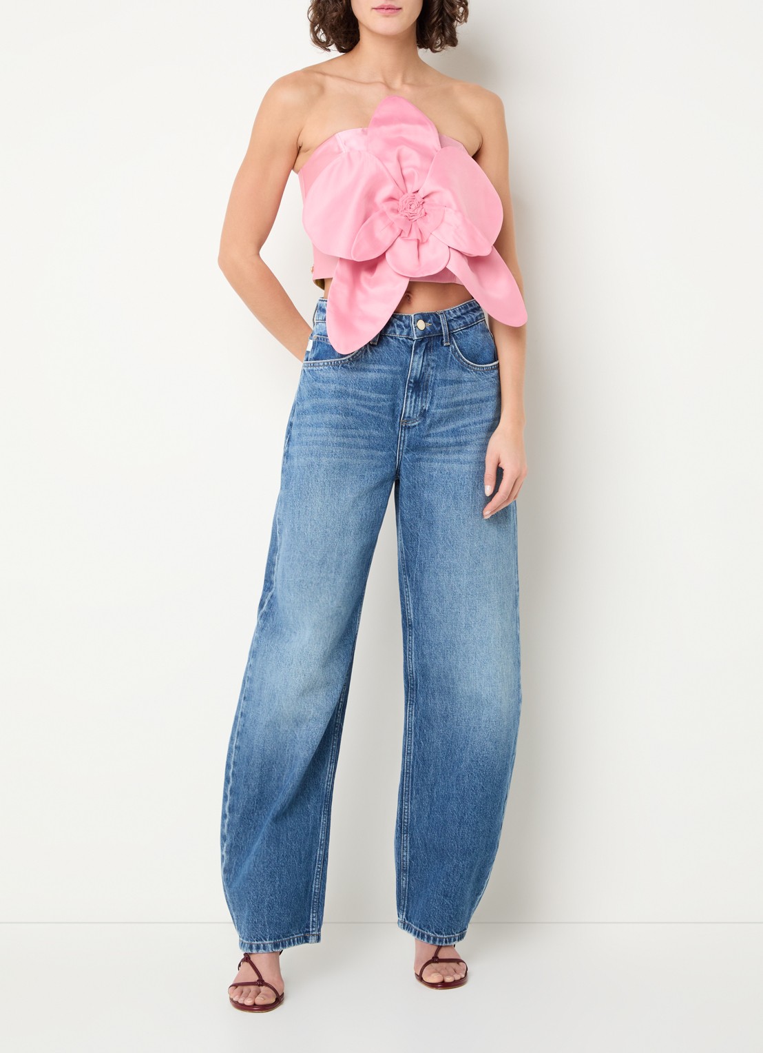 Fabienne Chapot Phalae cropped top van satijn met strikdetail - voorkant 3 koraalroze