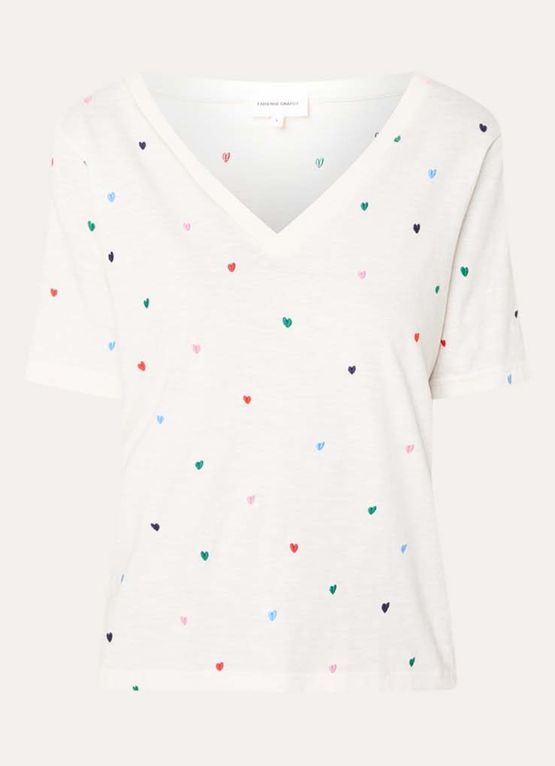 Fabienne Chapot Phil T-shirt met borduring - voorkant 3 gebroken wit