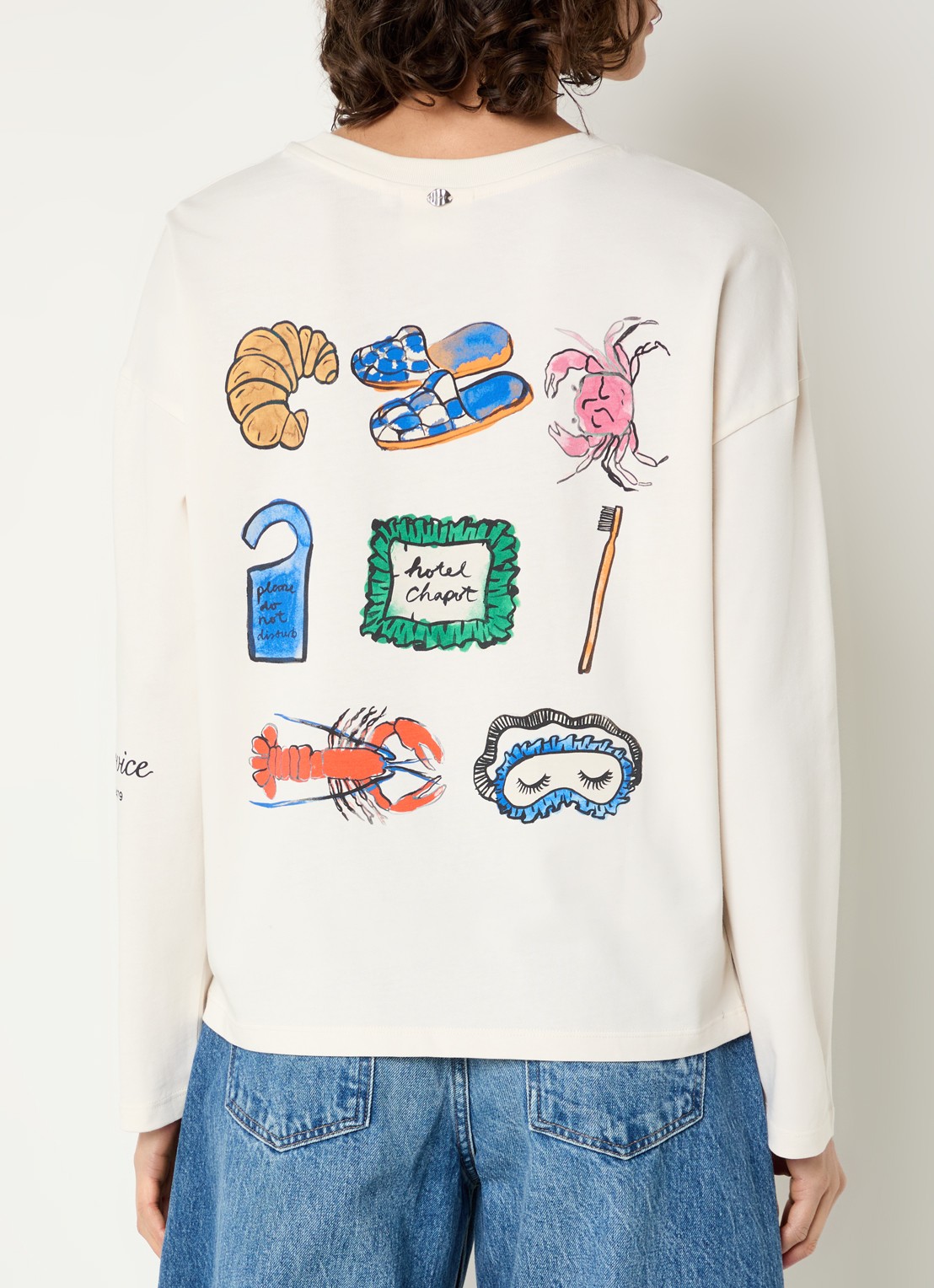 Fabienne Chapot Phileine longsleeve met logo- en backprint - detail 3 gebroken wit