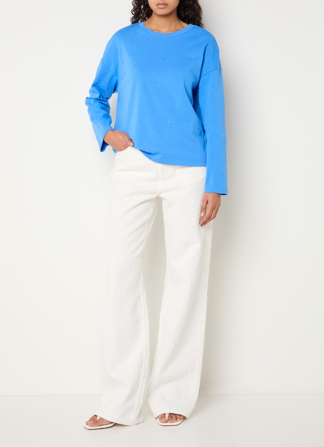 Fabienne Chapot Phileine longsleeve met strass - voorkant 3 blauw