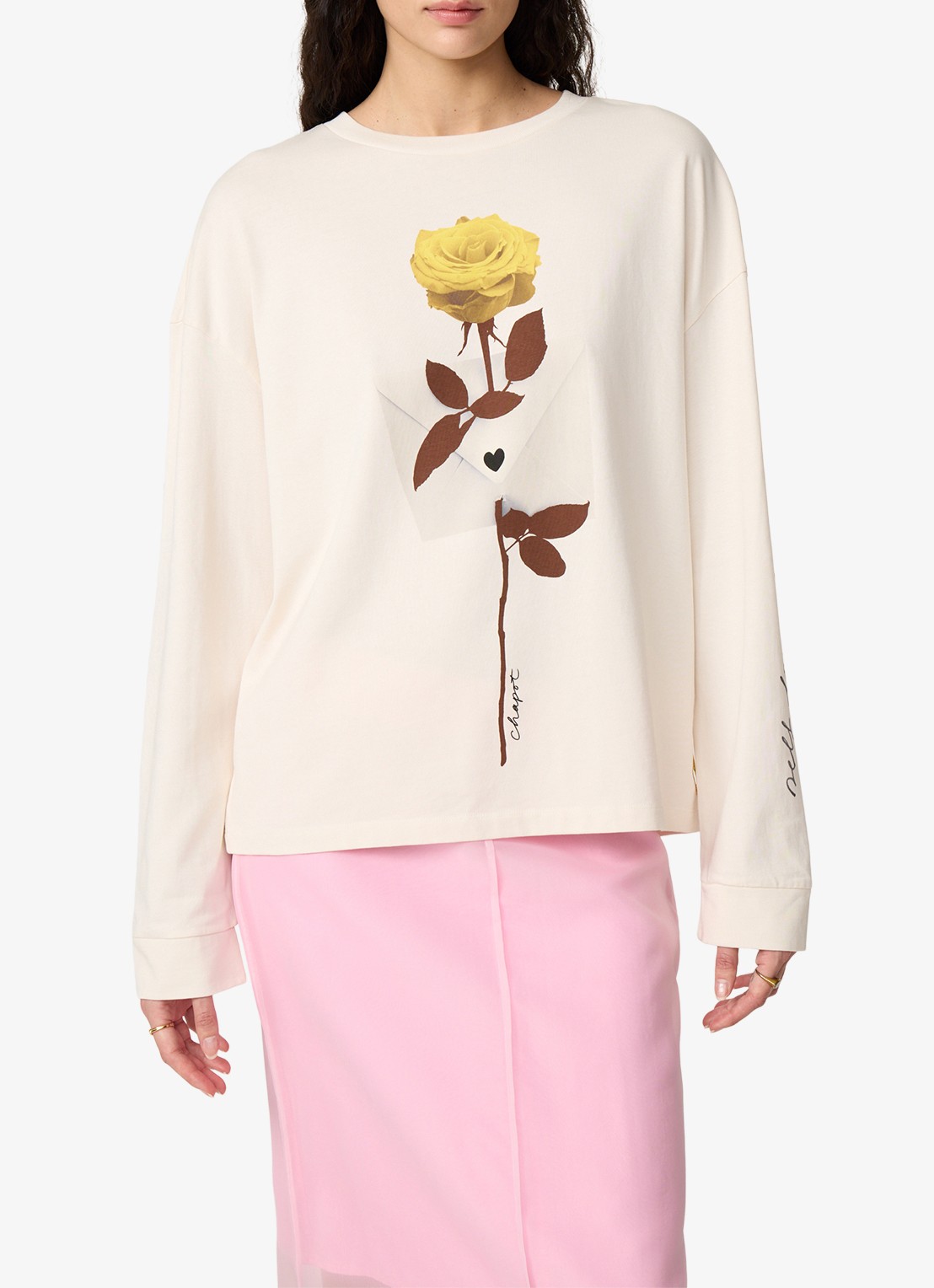 Fabienne Chapot Phileine Rose longsleeve met print - detail 4 gebroken wit