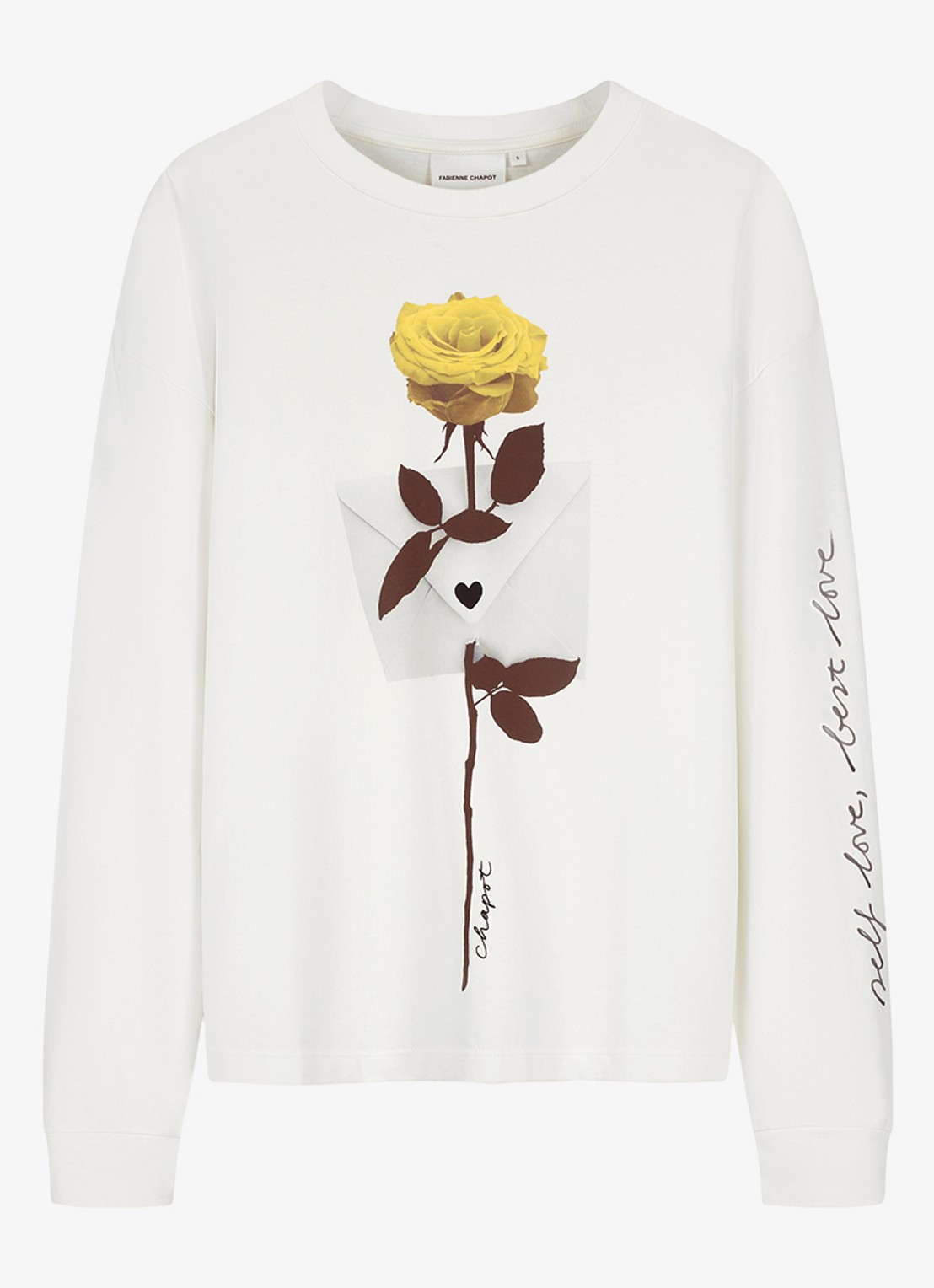 Fabienne Chapot Phileine Rose longsleeve met print - voorkant gebroken wit