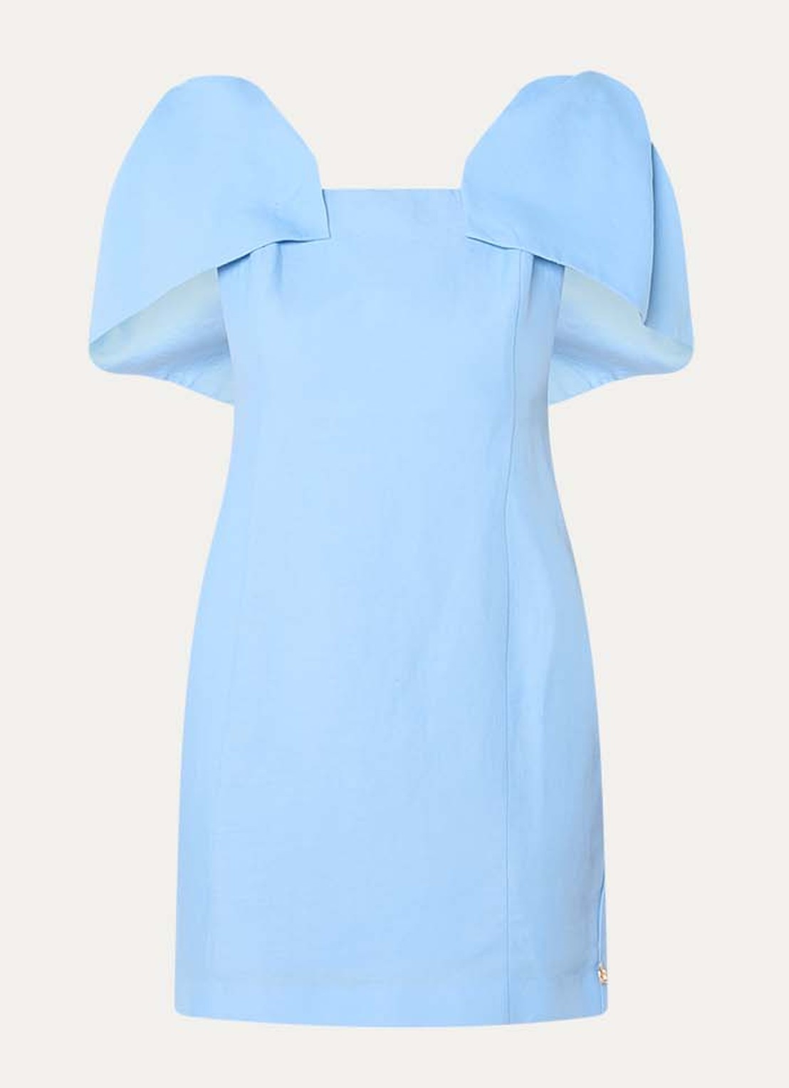 Fabienne Chapot Pio mini jurk in linnenblend met strikdetail - voorkant blauwgrijs