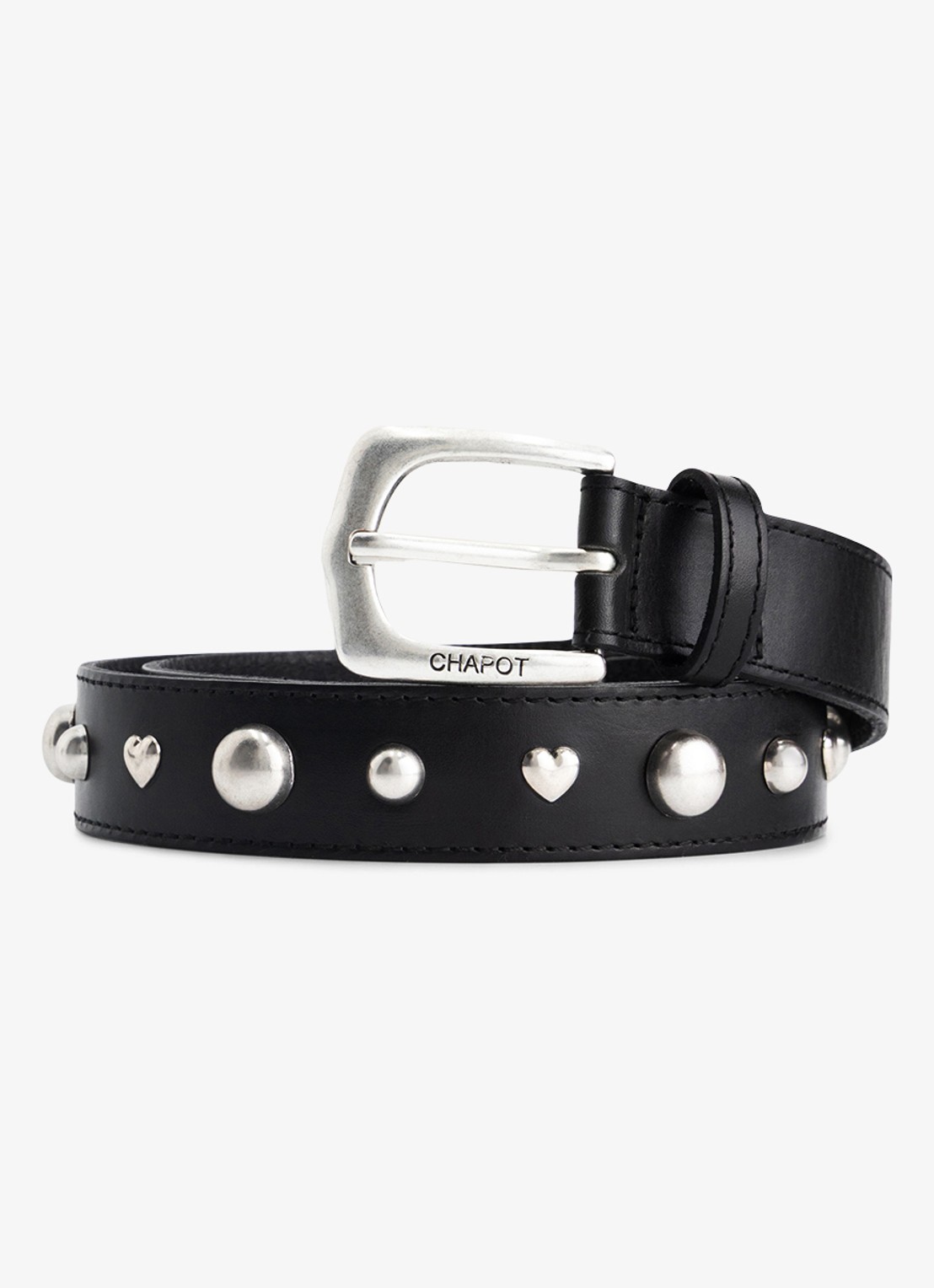 Fabienne Chapot Play Of Studs riem van leer - voorkant zwart