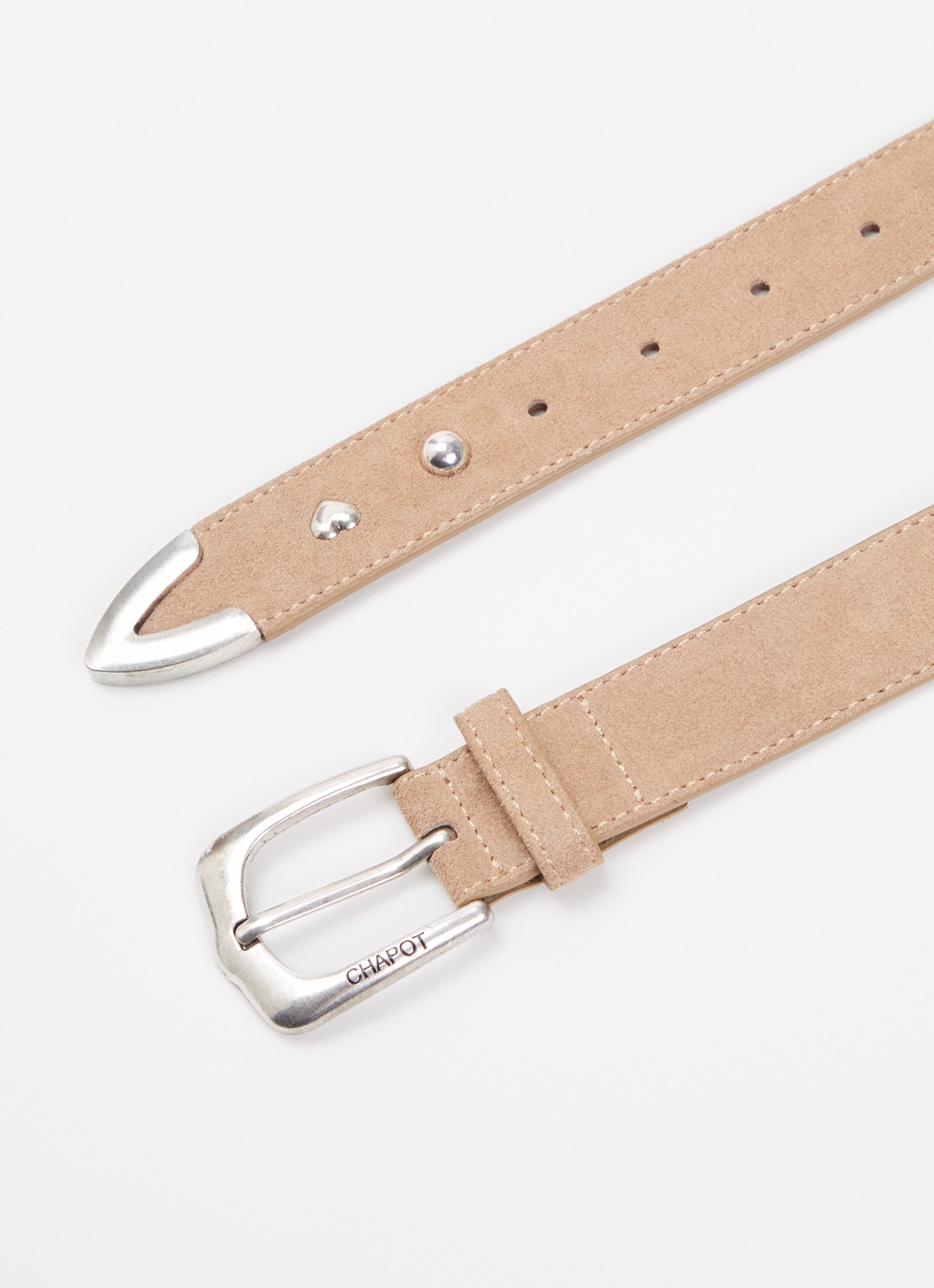Fabienne Chapot Play Of Studs riem van suède met studs - detail lichtbruin