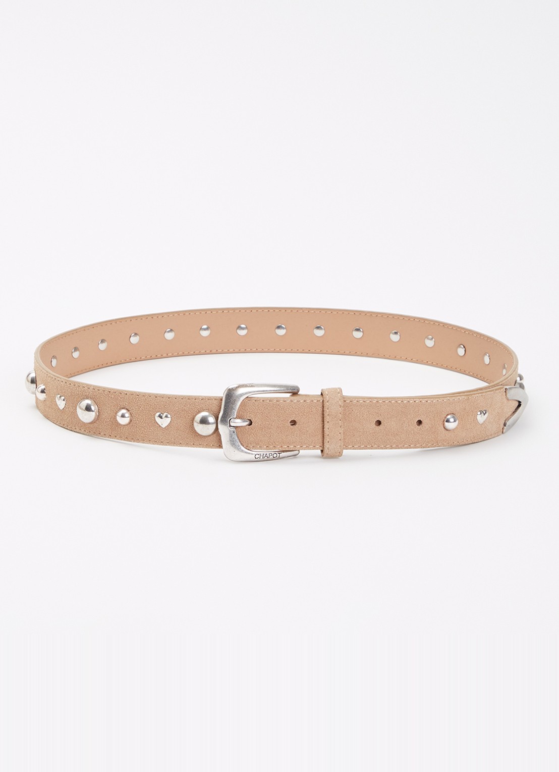 Fabienne Chapot Play Of Studs riem van suède met studs - voorkant 2 lichtbruin