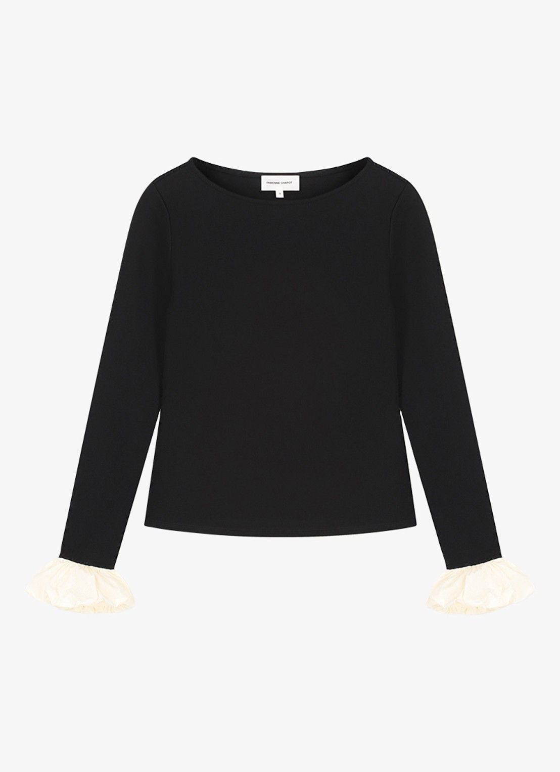 Fabienne Chapot Pop top met boothals  - voorkant 2 zwart