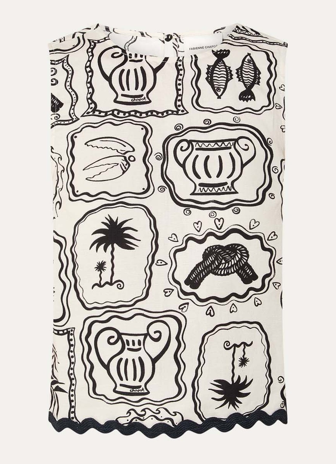 Fabienne Chapot Porto top met print - voorkant 2 zwart